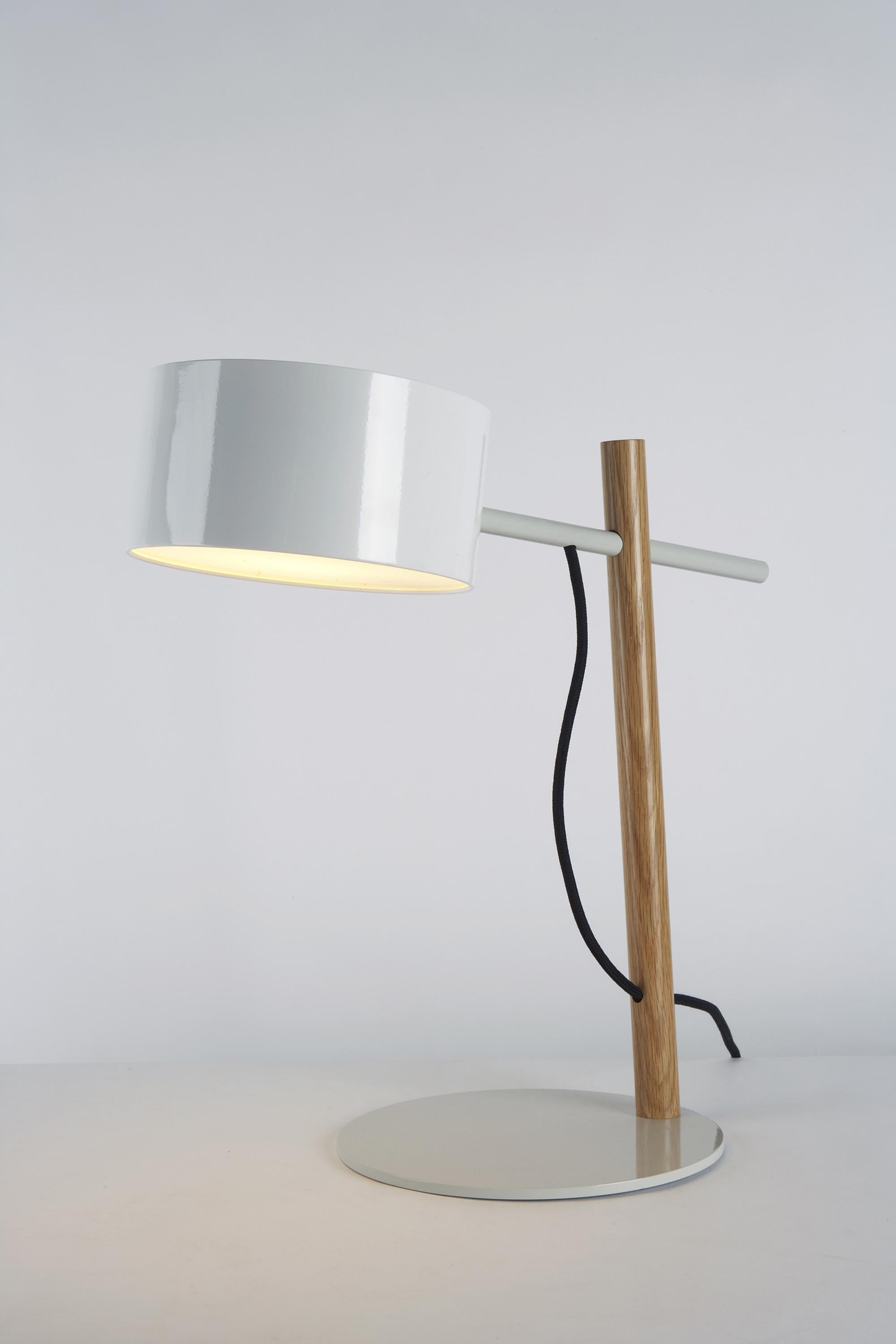 Modern Excel Desk Lamp in Red and Oak by Rich Brilliant Willing for Roll & Hill