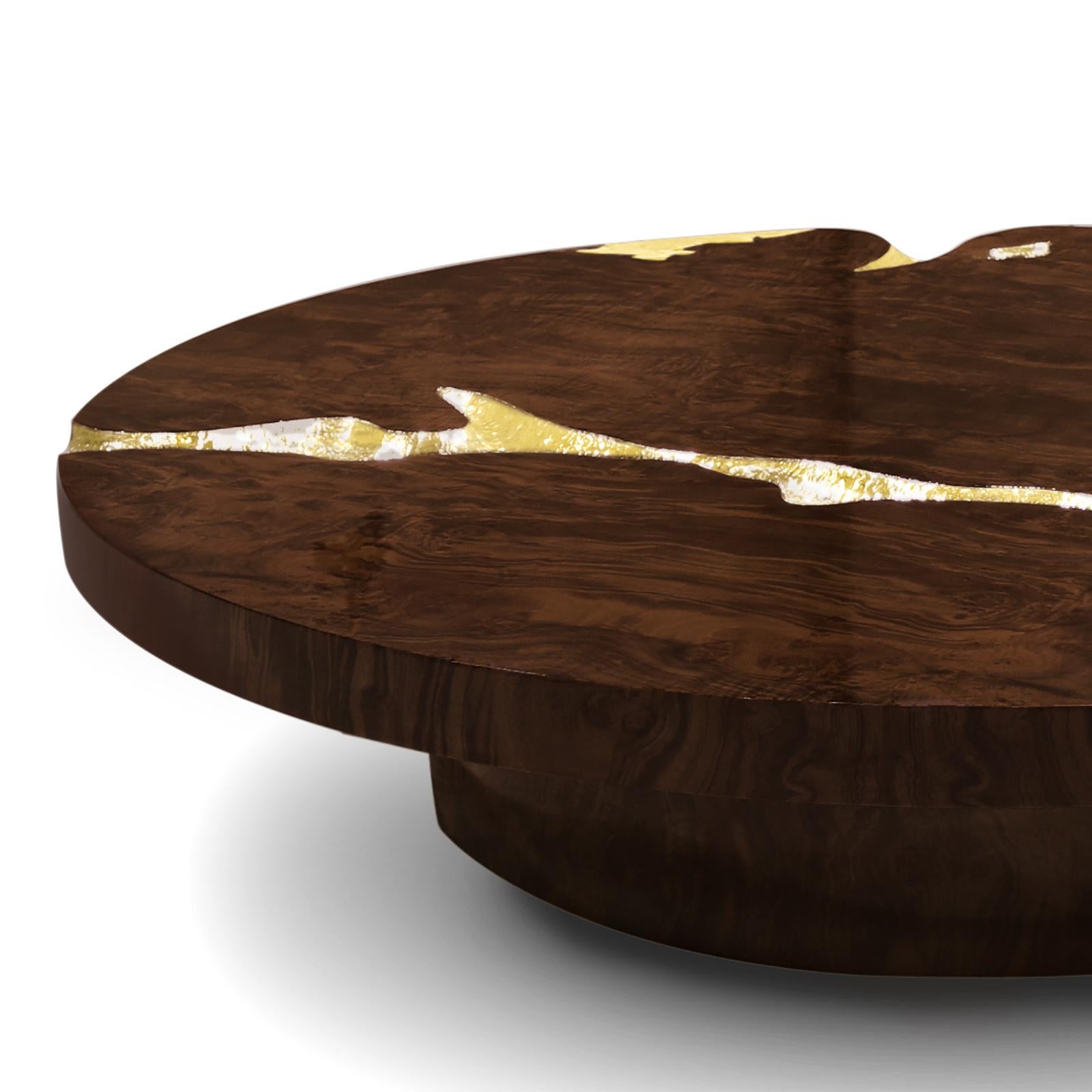 Hammered Excellence Walnut Coffee Table For Sale
