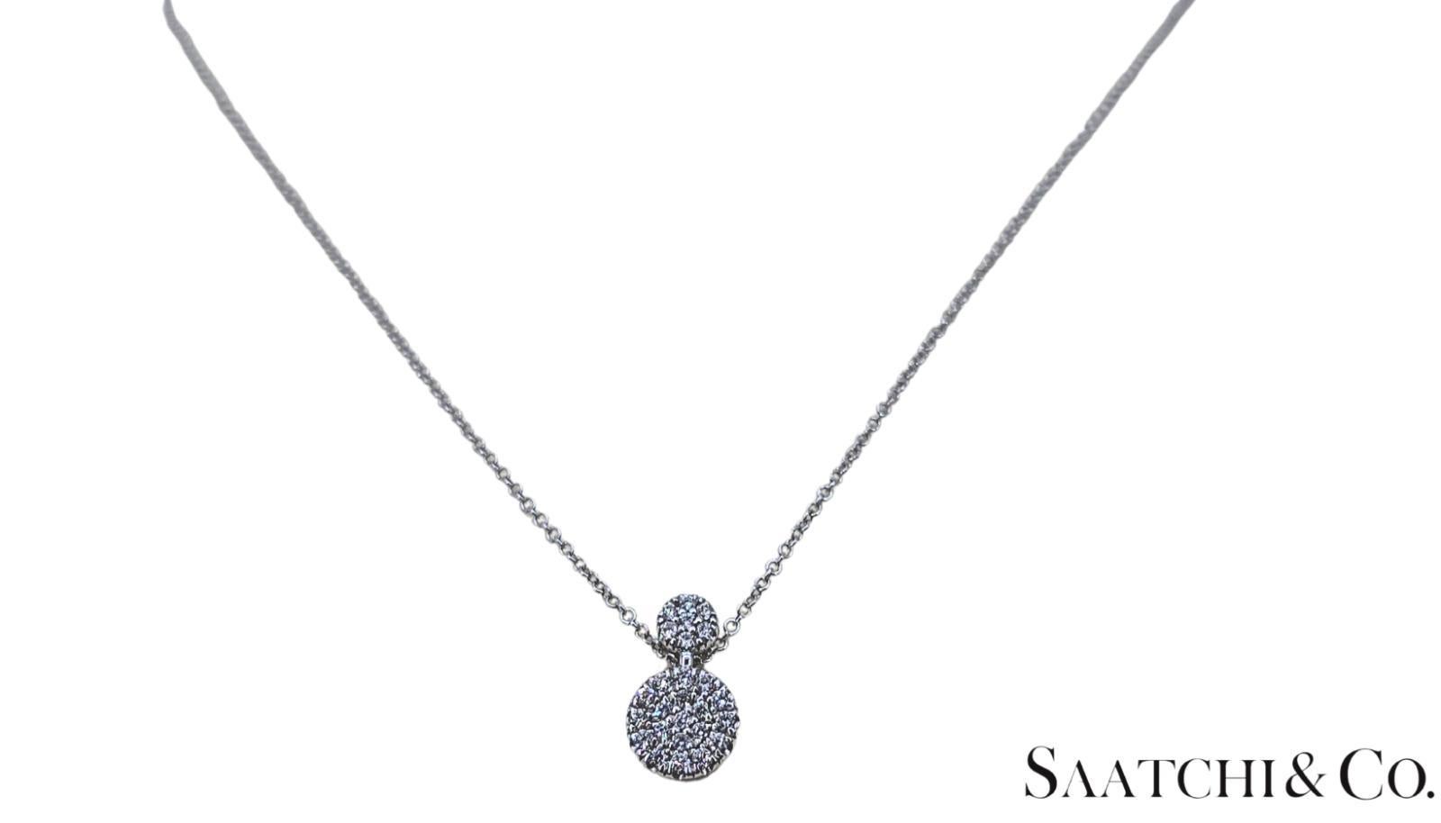 Excellent Or blanc 14K 585 - Diamant naturel VVS : Pendentif rond avec chaîne en vente 4