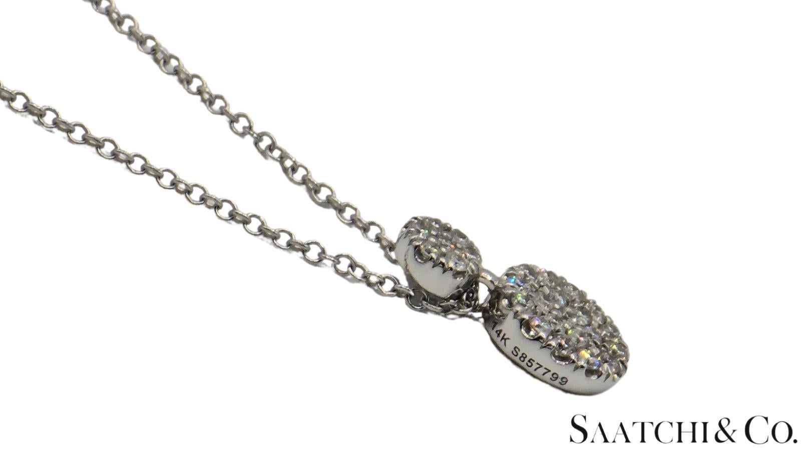 Excellent Or blanc 14K 585 - Diamant naturel VVS : Pendentif rond avec chaîne en vente 6