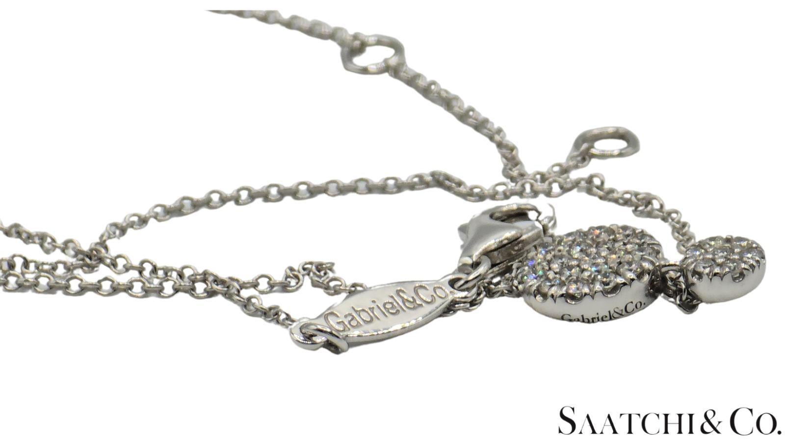 Excellent Or blanc 14K 585 - Diamant naturel VVS : Pendentif rond avec chaîne en vente 7