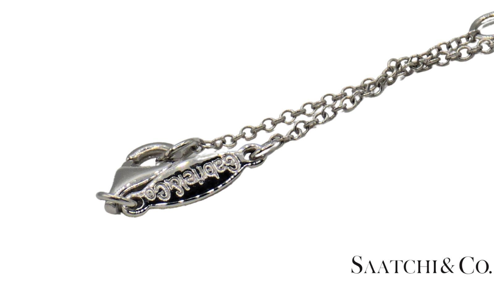 Excellent Or blanc 14K 585 - Diamant naturel VVS : Pendentif rond avec chaîne en vente 3