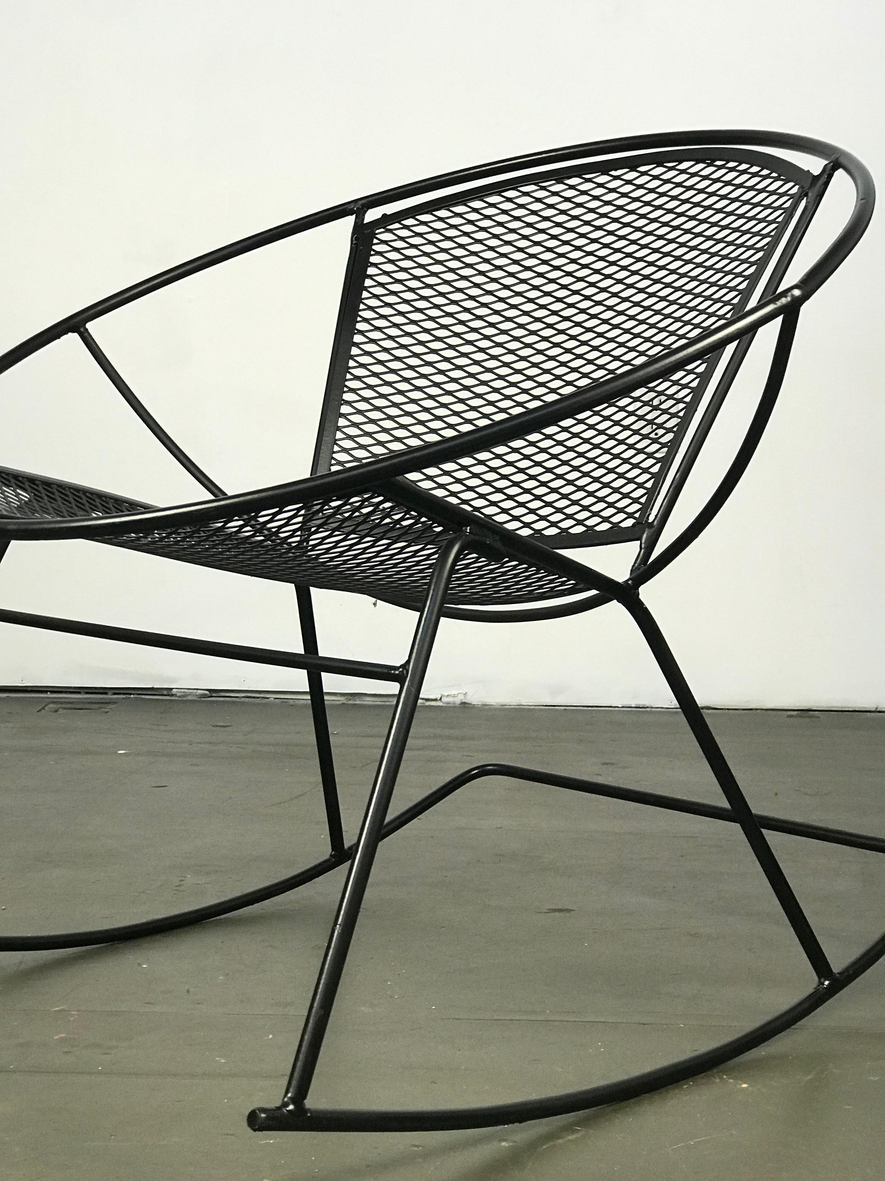 Excellent 1950s Modernist Iron Hoop Radial Patio Rocking Chair by Salterini 3