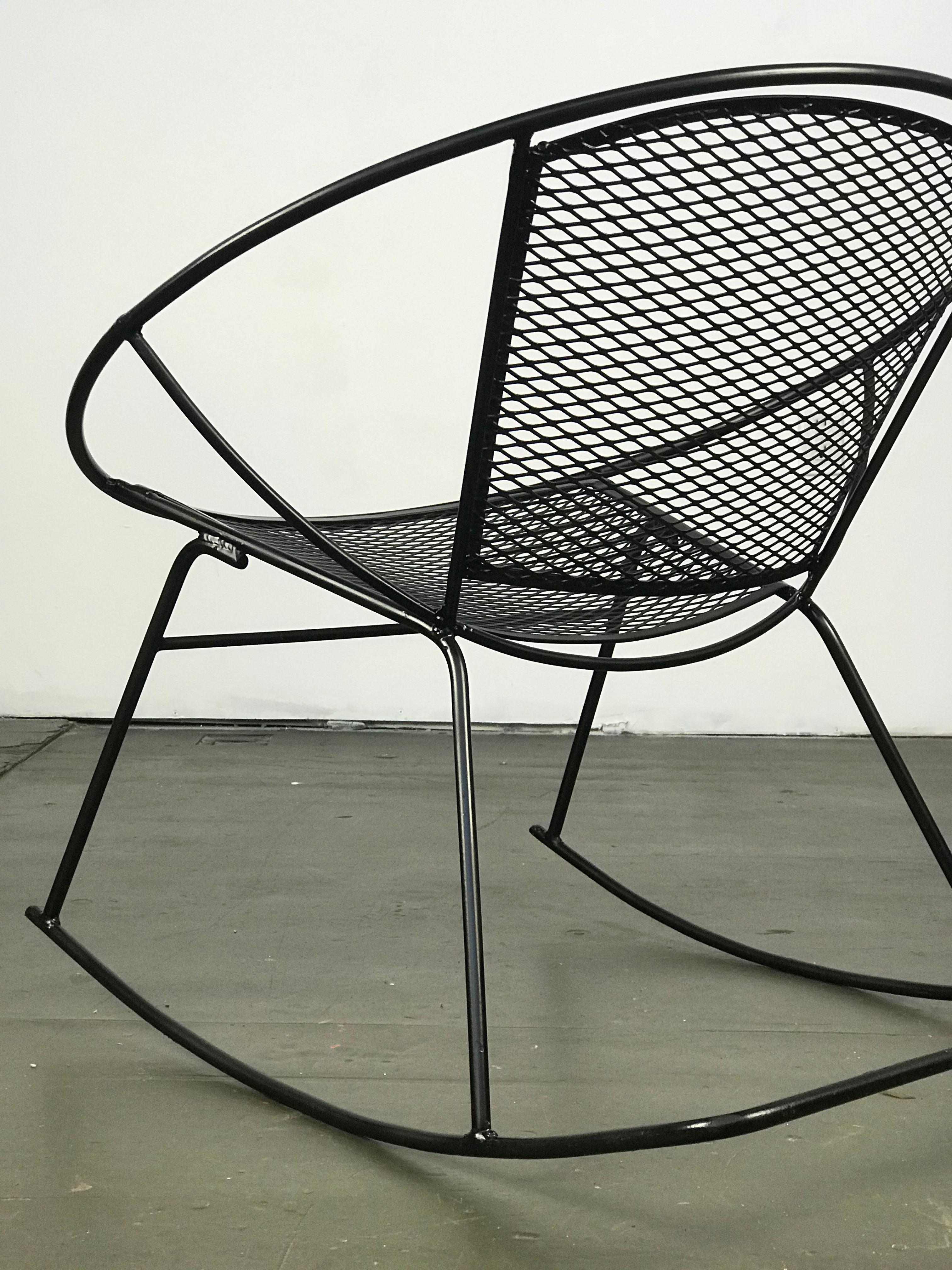Excellent 1950s Modernist Iron Hoop Radial Patio Rocking Chair by Salterini 5