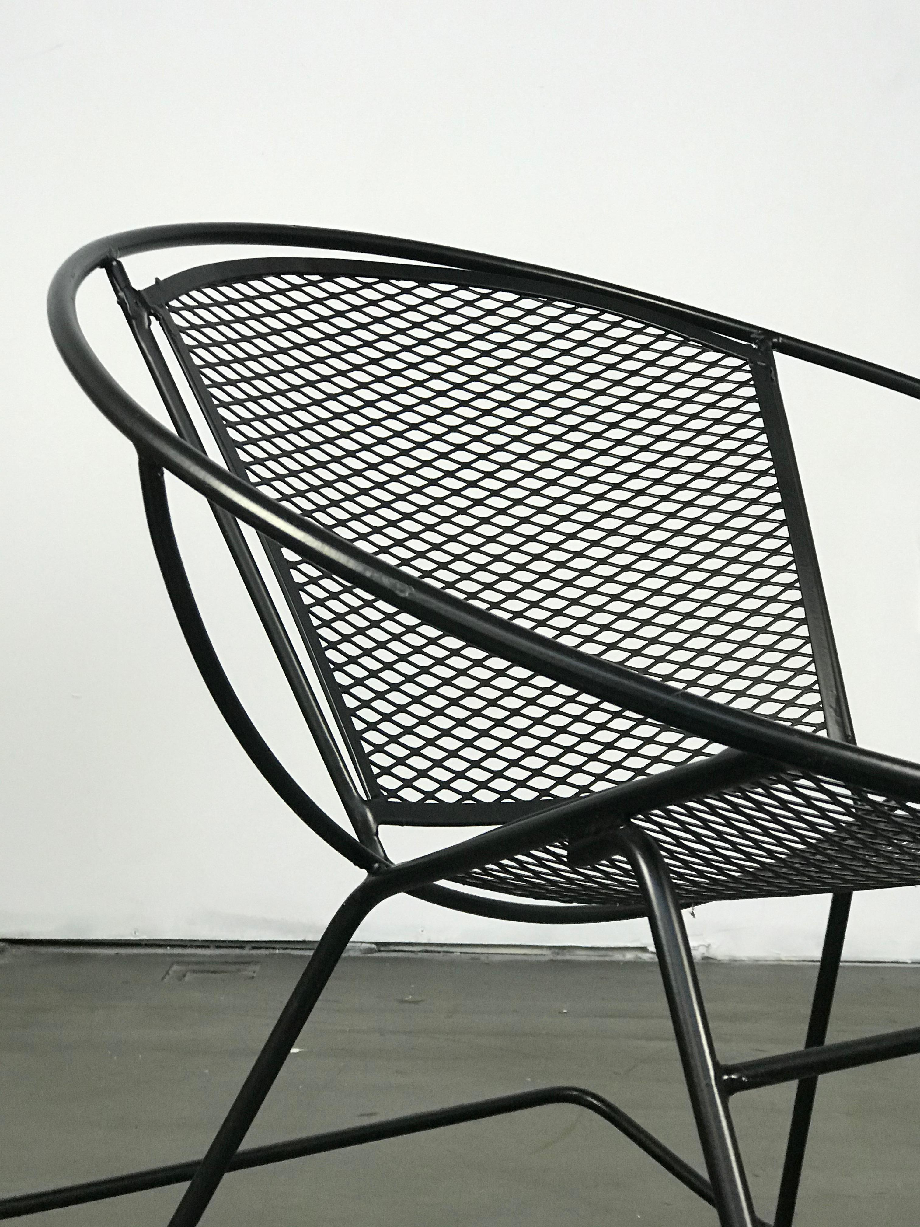 Mid-20th Century Excellent 1950s Modernist Iron Hoop Radial Patio Rocking Chair by Salterini