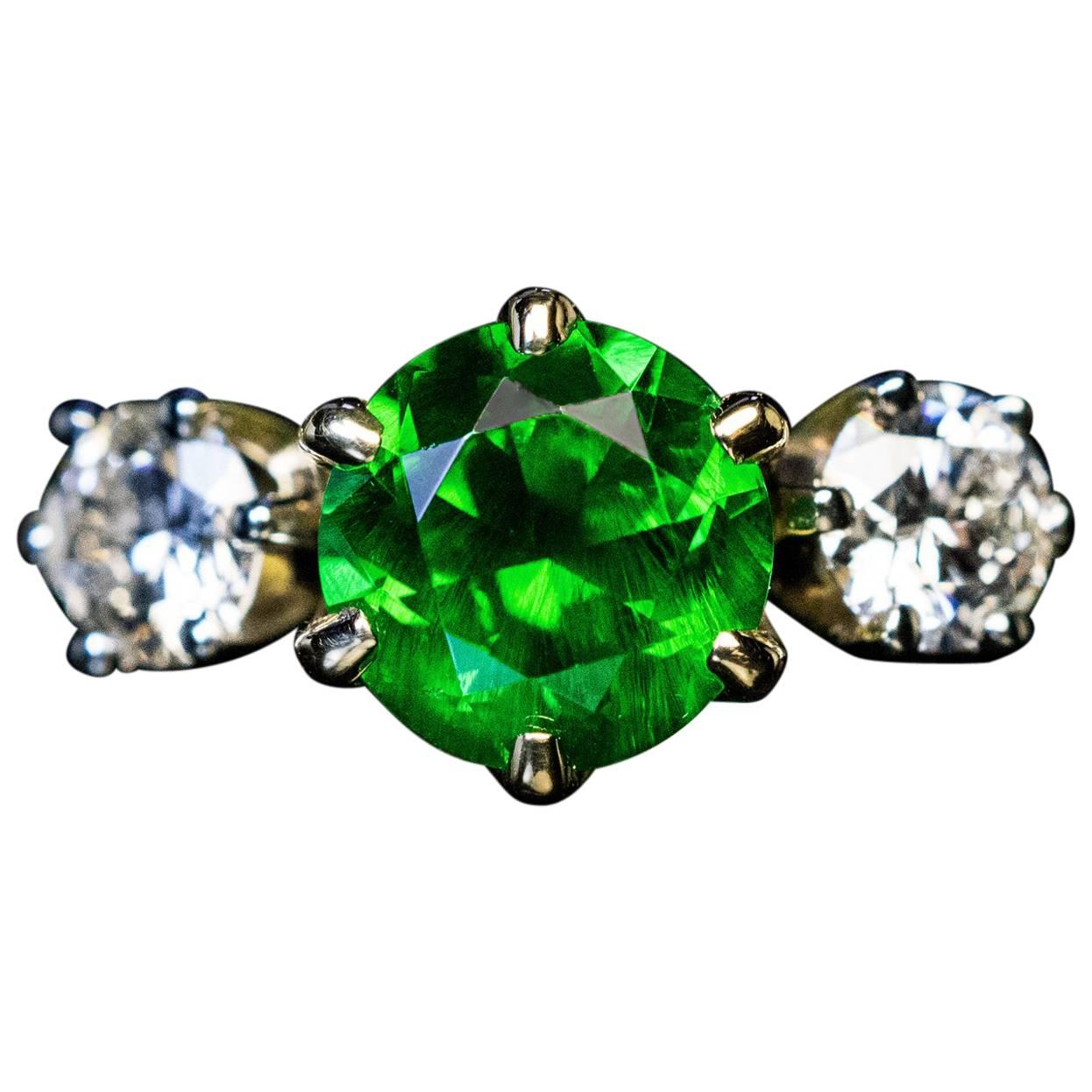 Excellent and Rare Russian Demantoid Garnet Ring