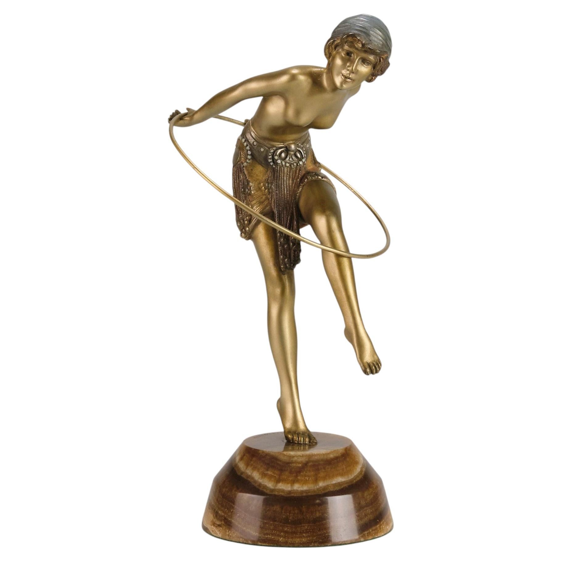Excellent Art Deco Gilt Bronze Sculpture "Hoop Dancer" by Demetre Chiparus For Sale