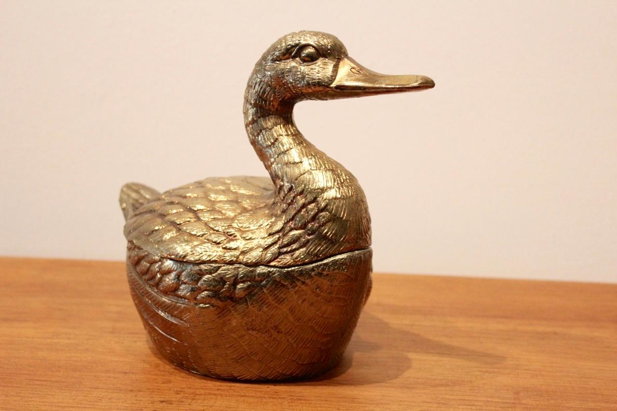 Excellent Brass ‘Duck’ Ice Bucket, Belgium, 1970s In Good Condition For Sale In Voorburg, NL