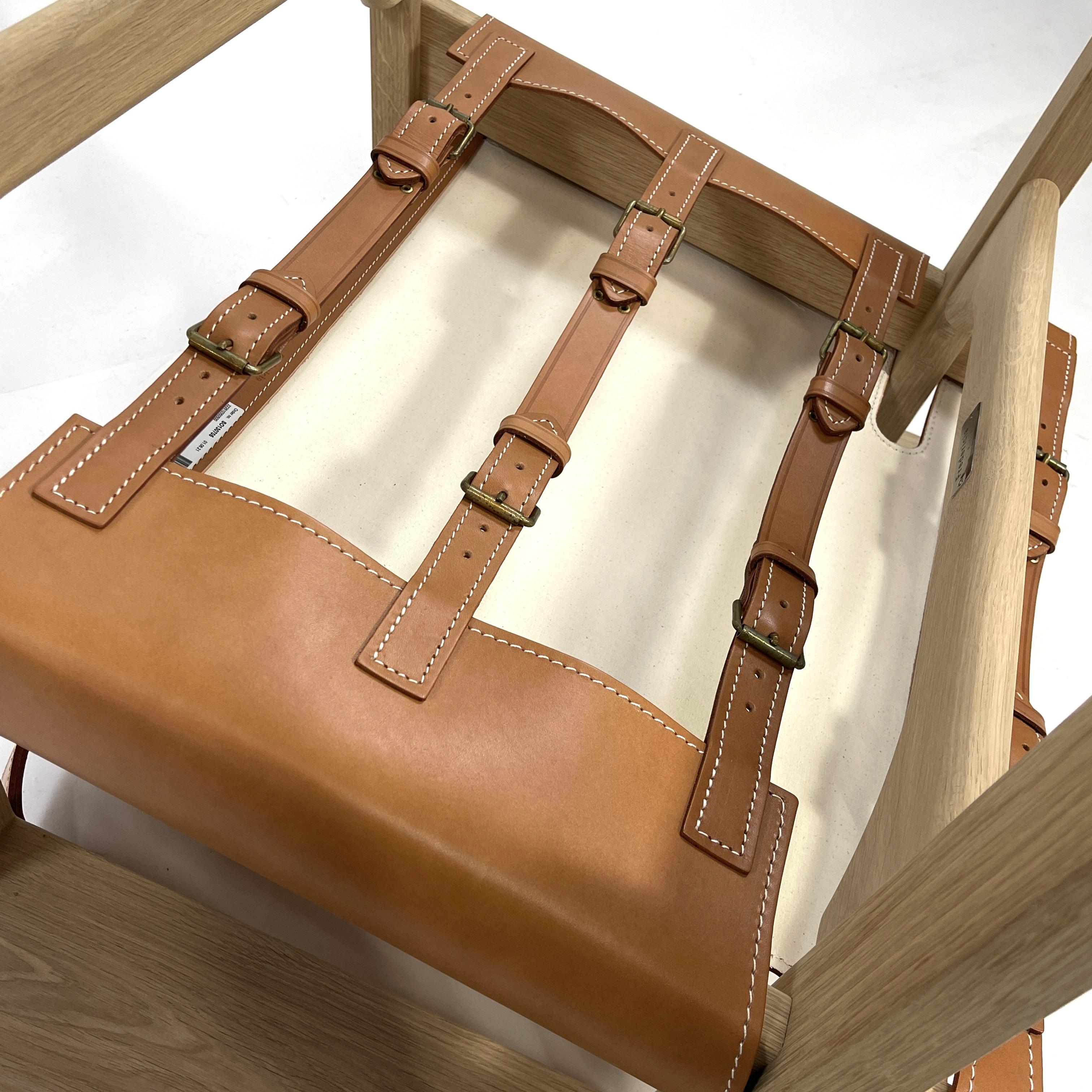Excellent Børge Mogensen Oak & Saddle Leather 1958 Spanish Chair for Frederica 11