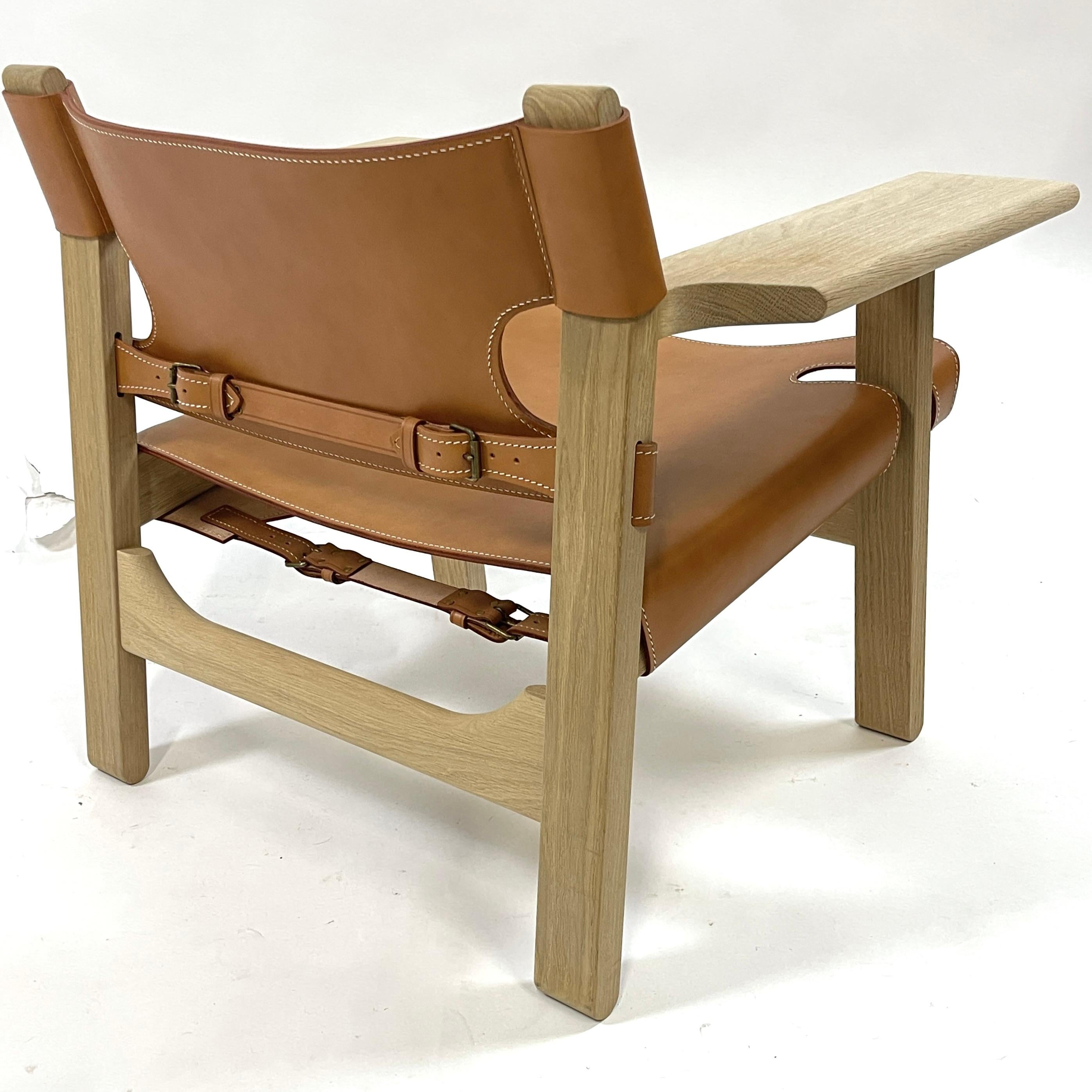 20th Century Excellent Børge Mogensen Oak & Saddle Leather 1958 Spanish Chair for Frederica  For Sale