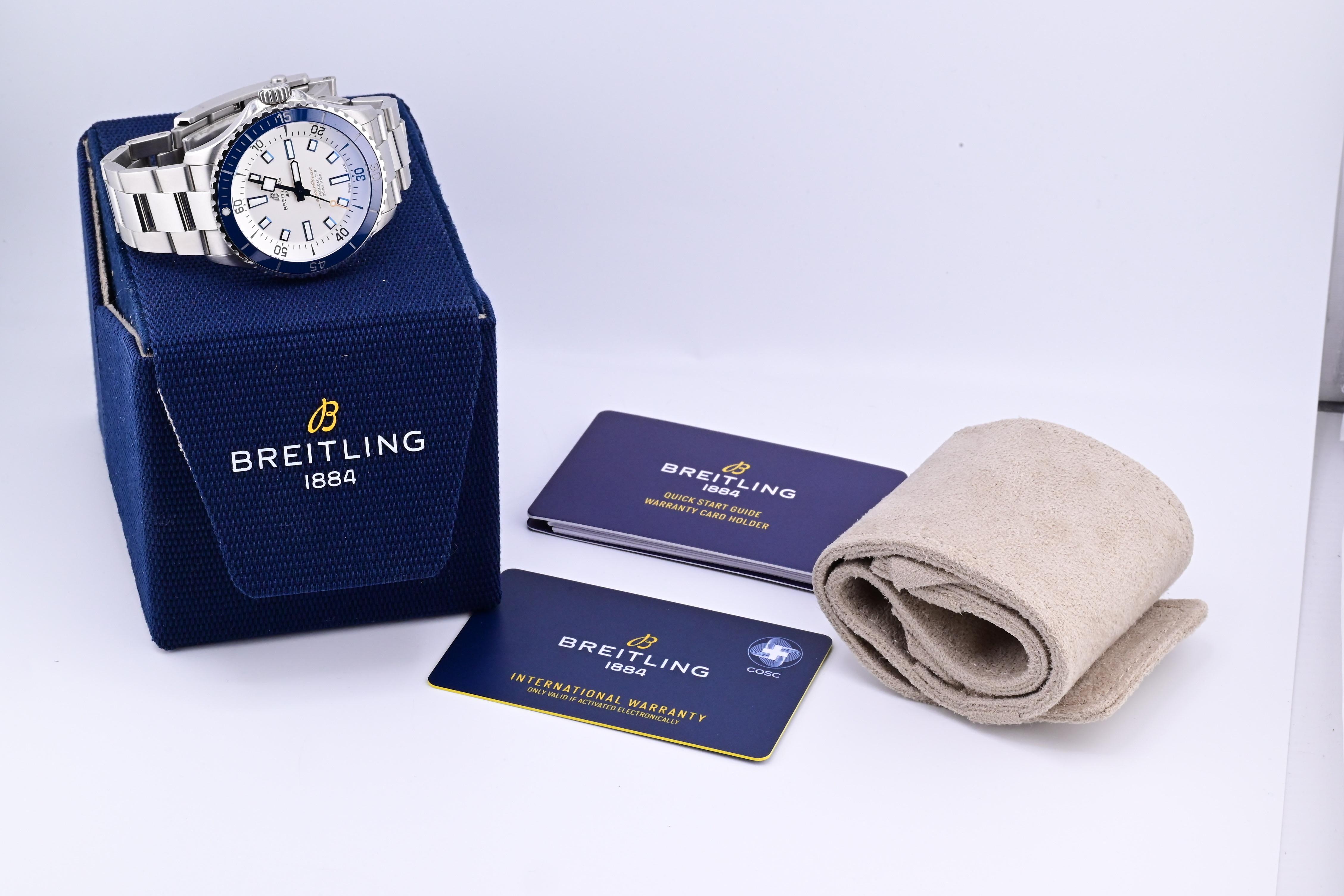 Excellent Condition Breitling Superocean Blue Men's Watch - A17375 Full Set 42MM 3