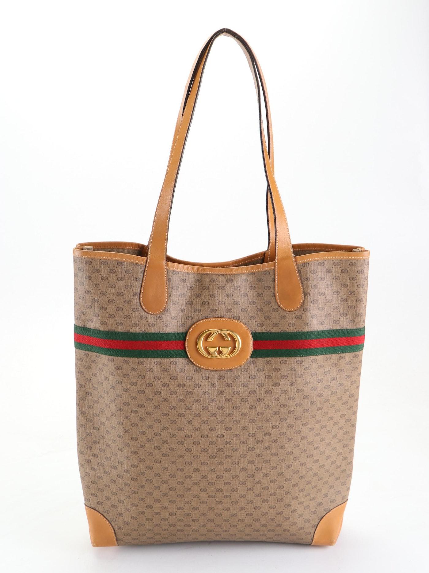 Women's Excellent Condition Gucci Micro GG Late 80's Early 90's Vintage Tote Bag