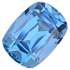 Excellent Double Blue Aquamarine Stone 5.65 Carats Flawless Loupe Clean Clarity