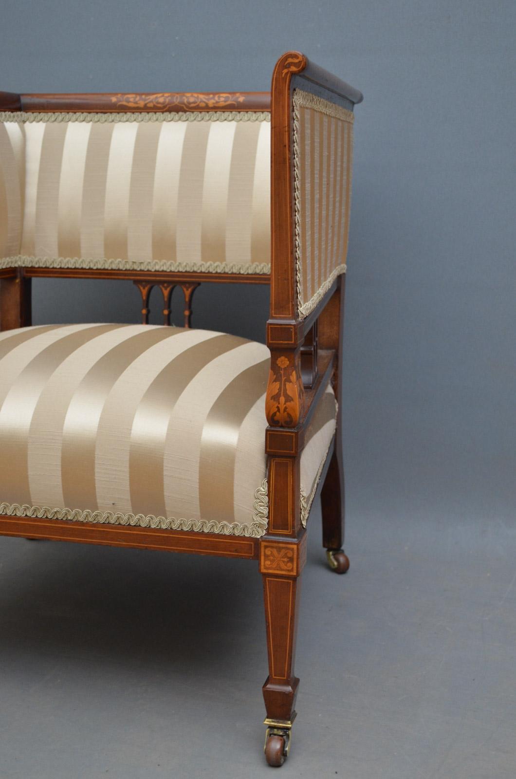 Early 20th Century Excellent Edwardian Mahogany and Inlaid Armchair