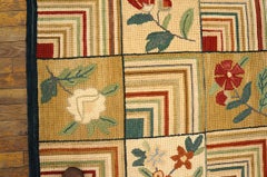 Excellent Folk Art Style in a Beige Background Contemporary American Hooked Rug