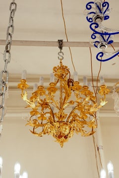 Excellent french rococo rock crystal gilt bronze chandelier