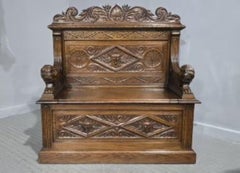 Excellent Green Man Hall Monks Bench