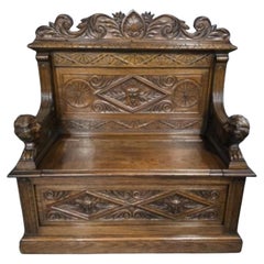 Excellent Green Man Hall Monks Bench