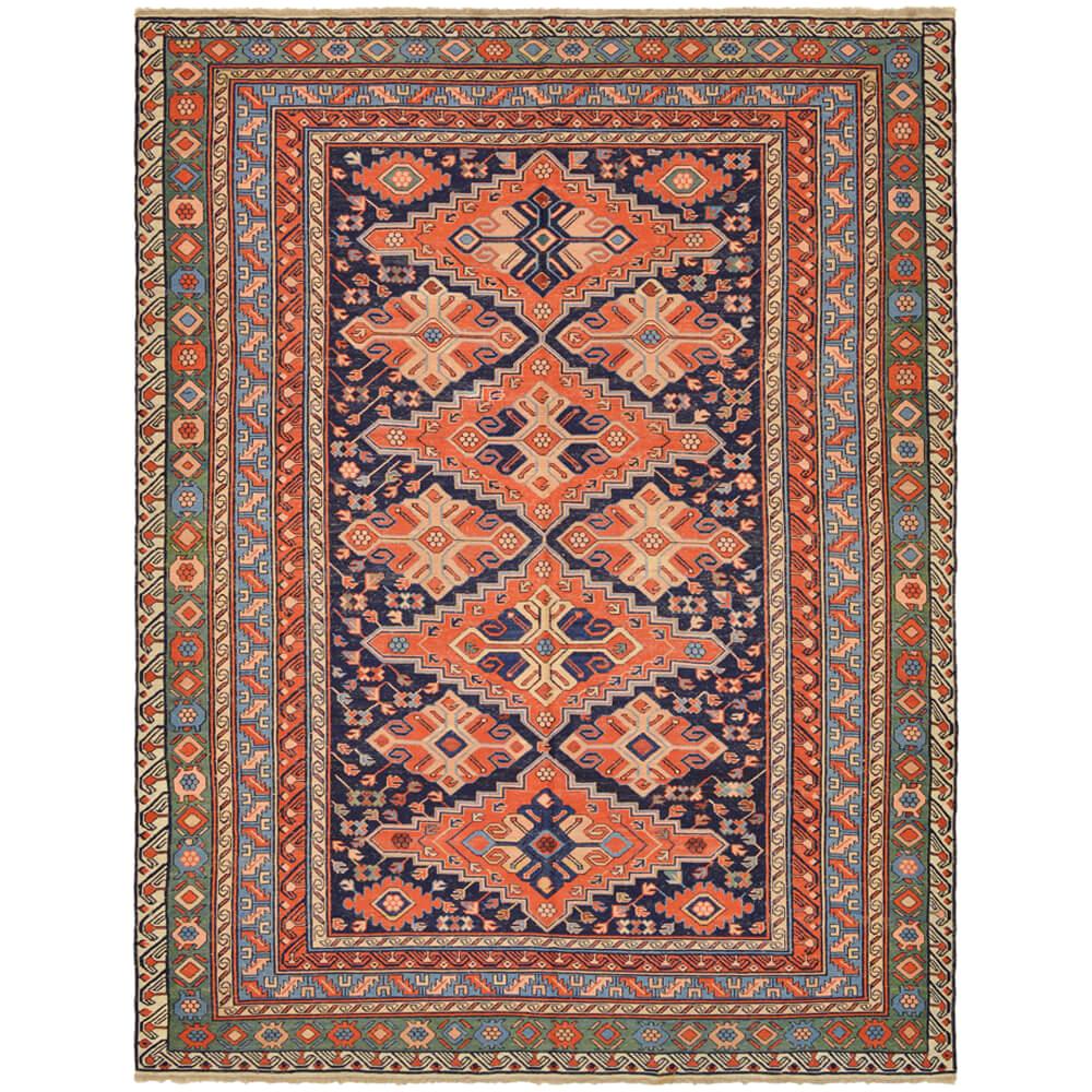 Handgewebter Kelim-Teppich aus asiatischer Wolle aus der Mitte des 20. Jahrhunderts