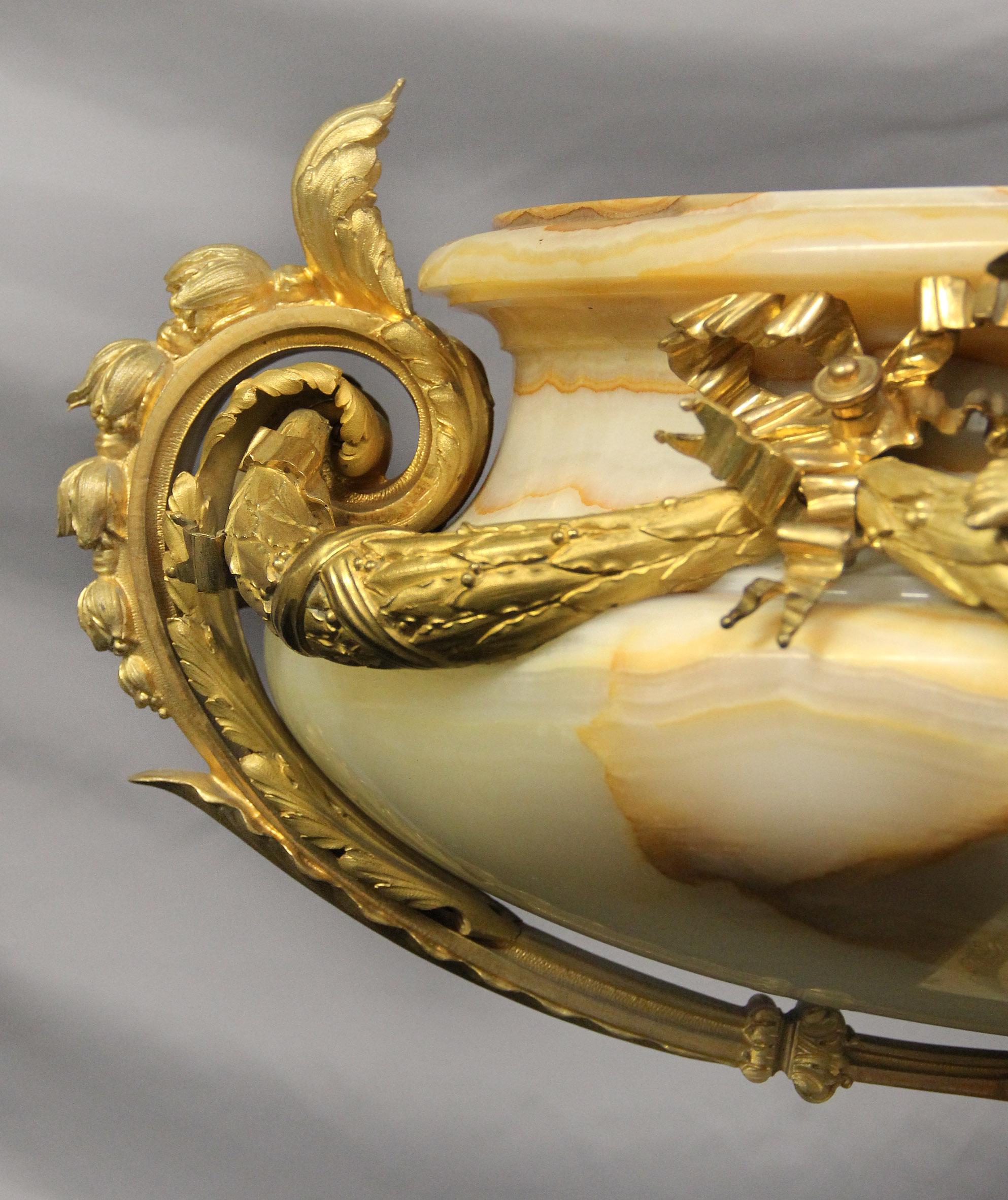 Excellent Late 19th Century Gilt Bronze Mounted Algerian Onyx ...