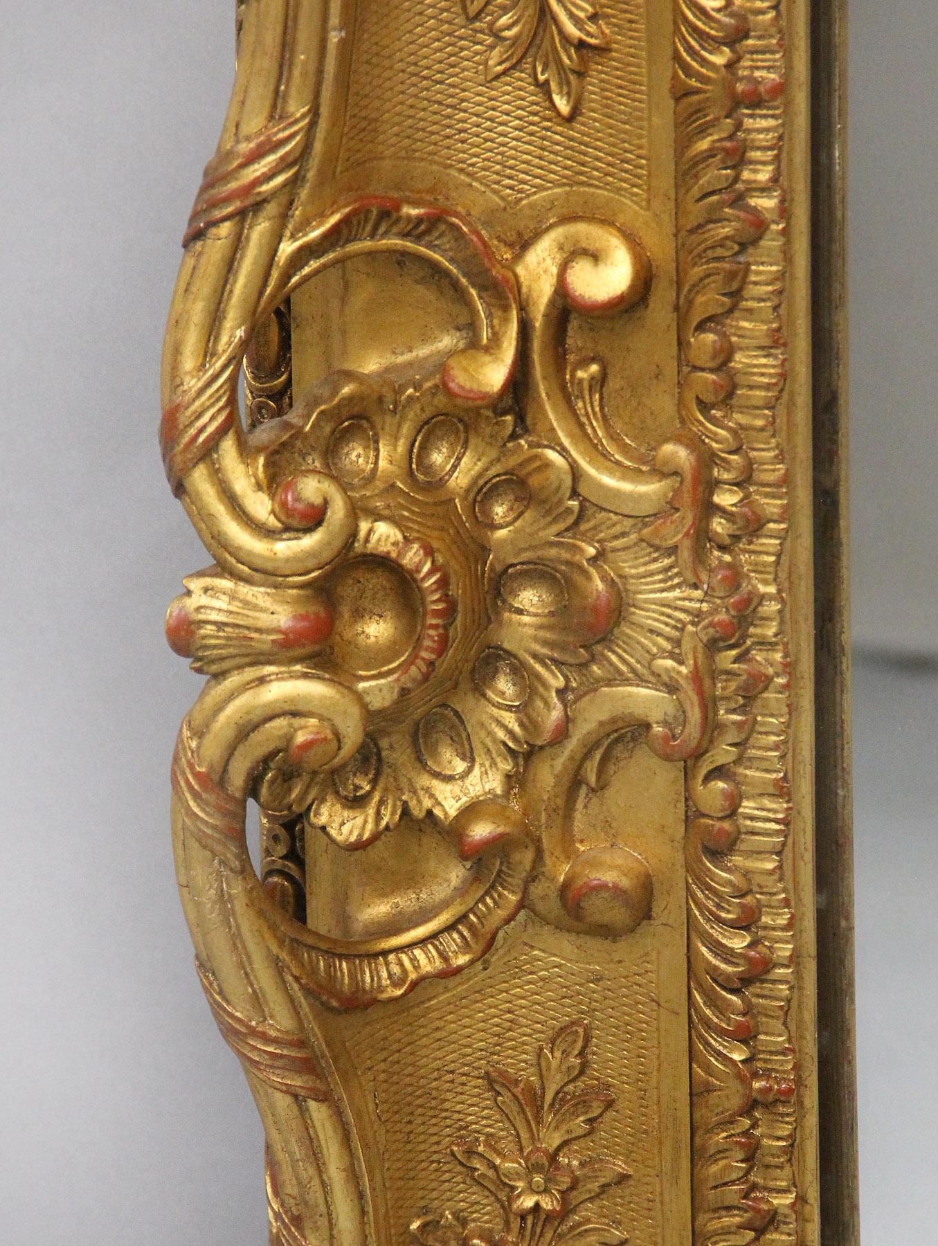 Ausgezeichneter Spiegel aus Giltwood und Gesso aus dem späten 19. im Zustand „Gut“ im Angebot in Long Island City, NY