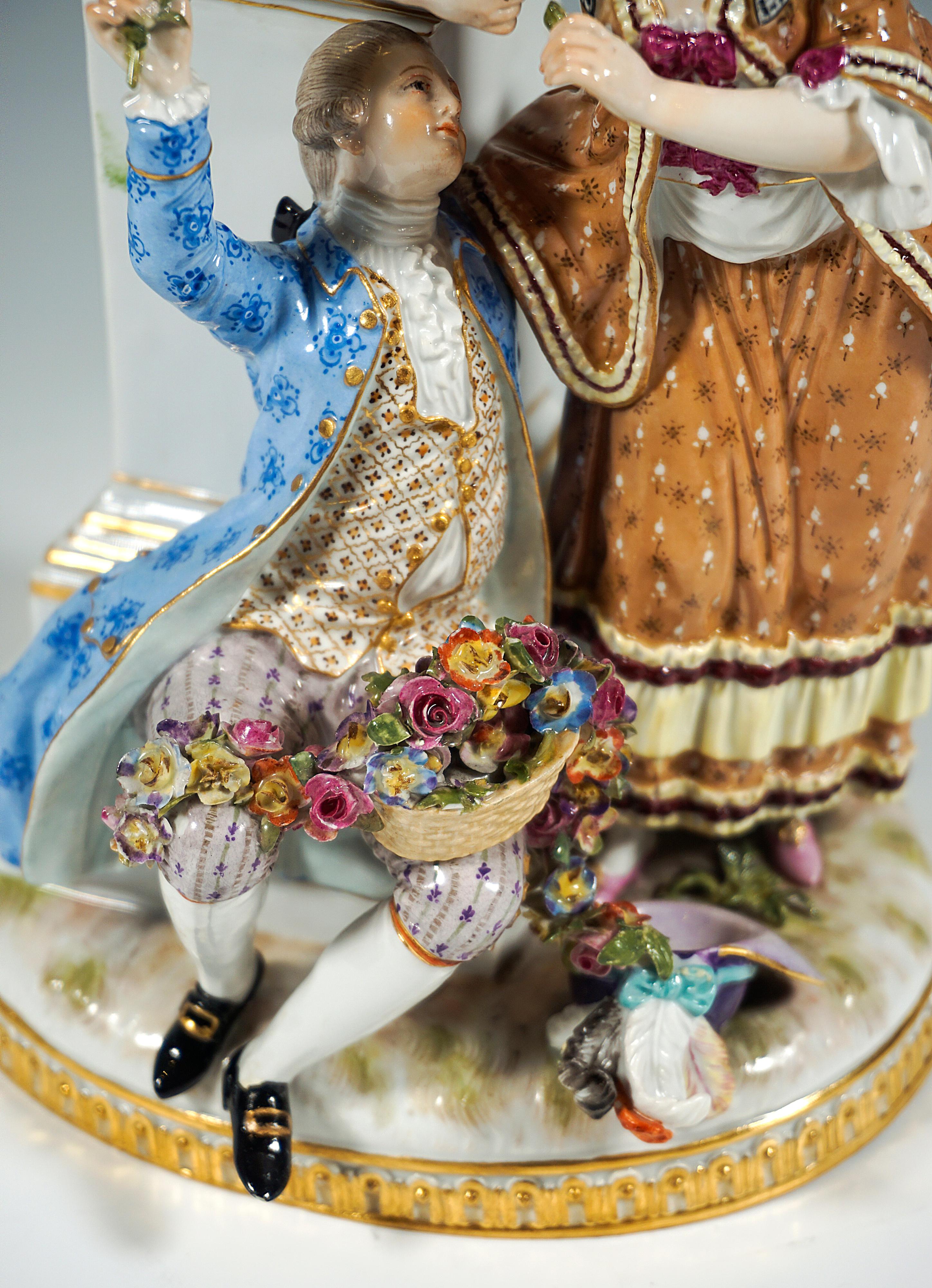 Excellent Meissen Rococo Love Group 'The Test Of Love', by M.V. Acier, Ca 1860 For Sale 2
