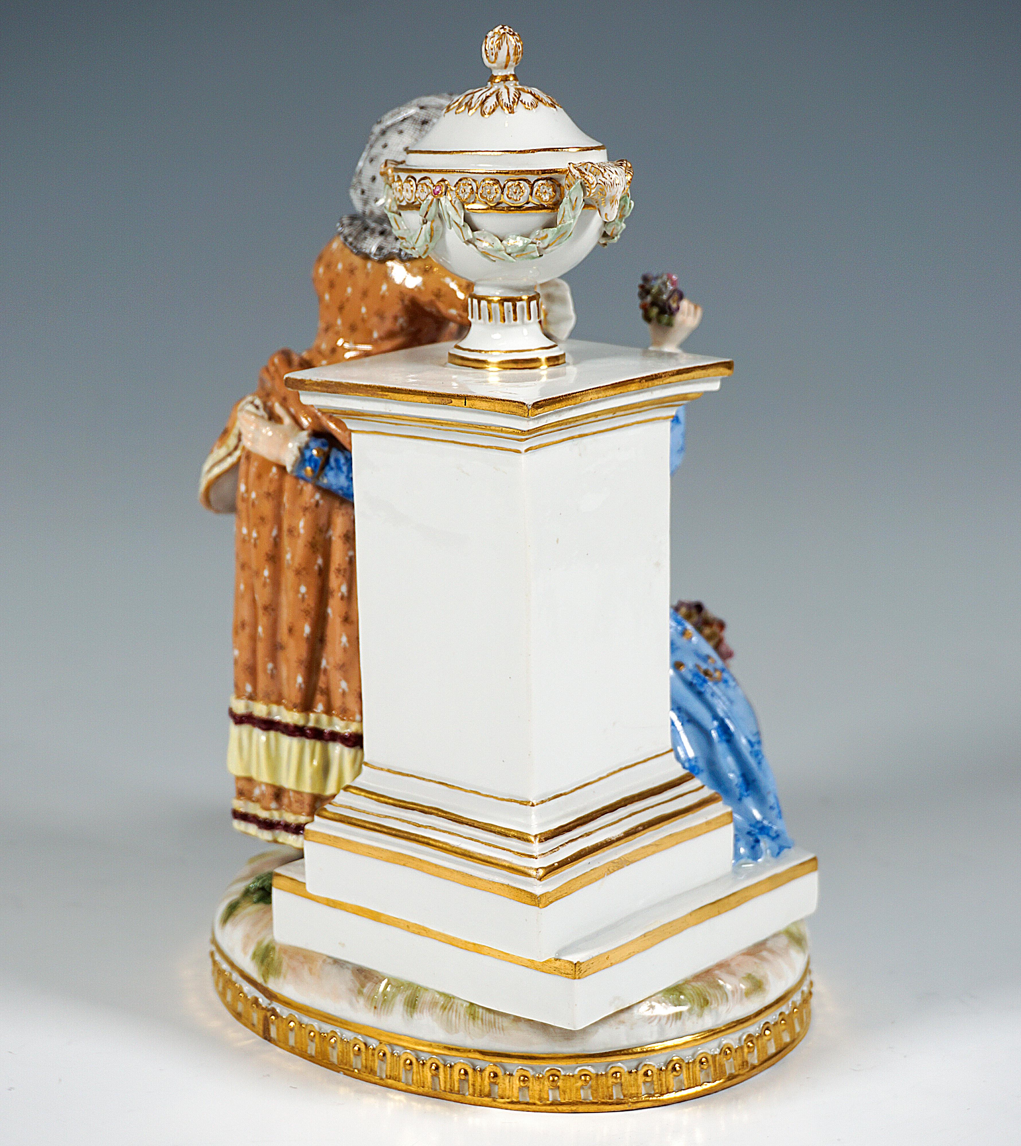 German Excellent Meissen Rococo Love Group 'The Test Of Love', by M.V. Acier, Ca 1860 For Sale