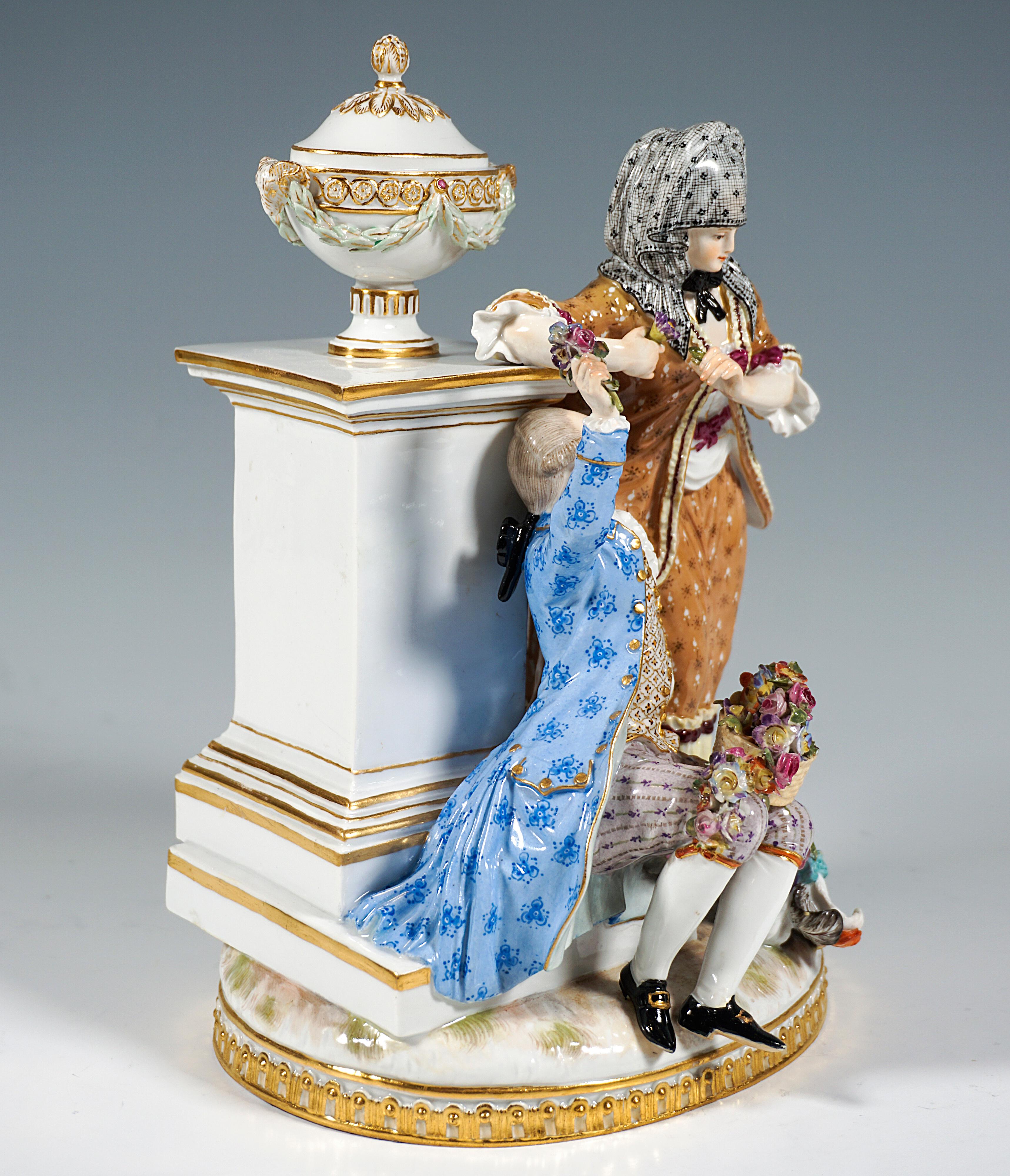 Hand-Crafted Excellent Meissen Rococo Love Group 'The Test Of Love', by M.V. Acier, Ca 1860 For Sale