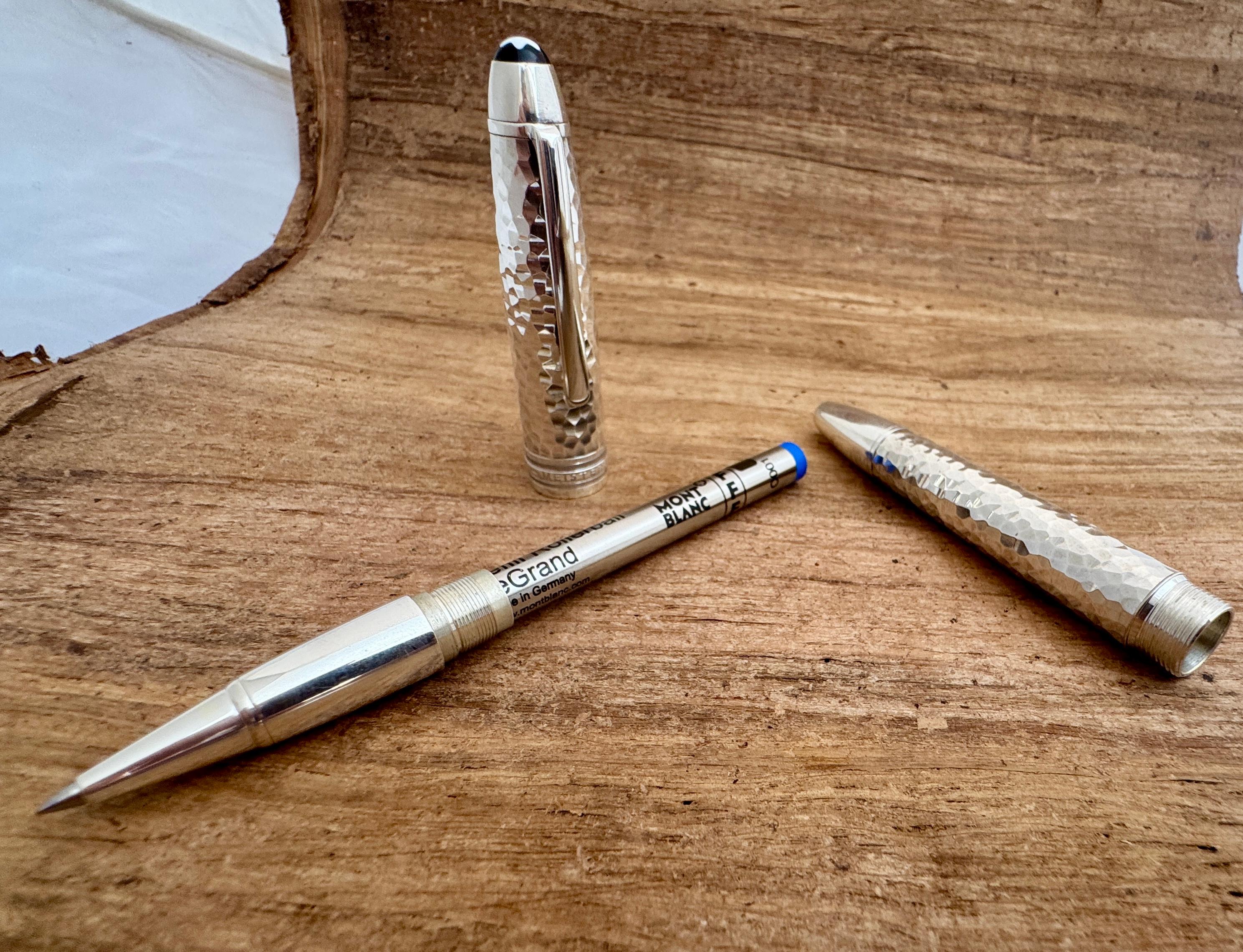 Excellent MONTBLANC Martele Solitaire Sterling Silver ballpoint PEN Boxed 6