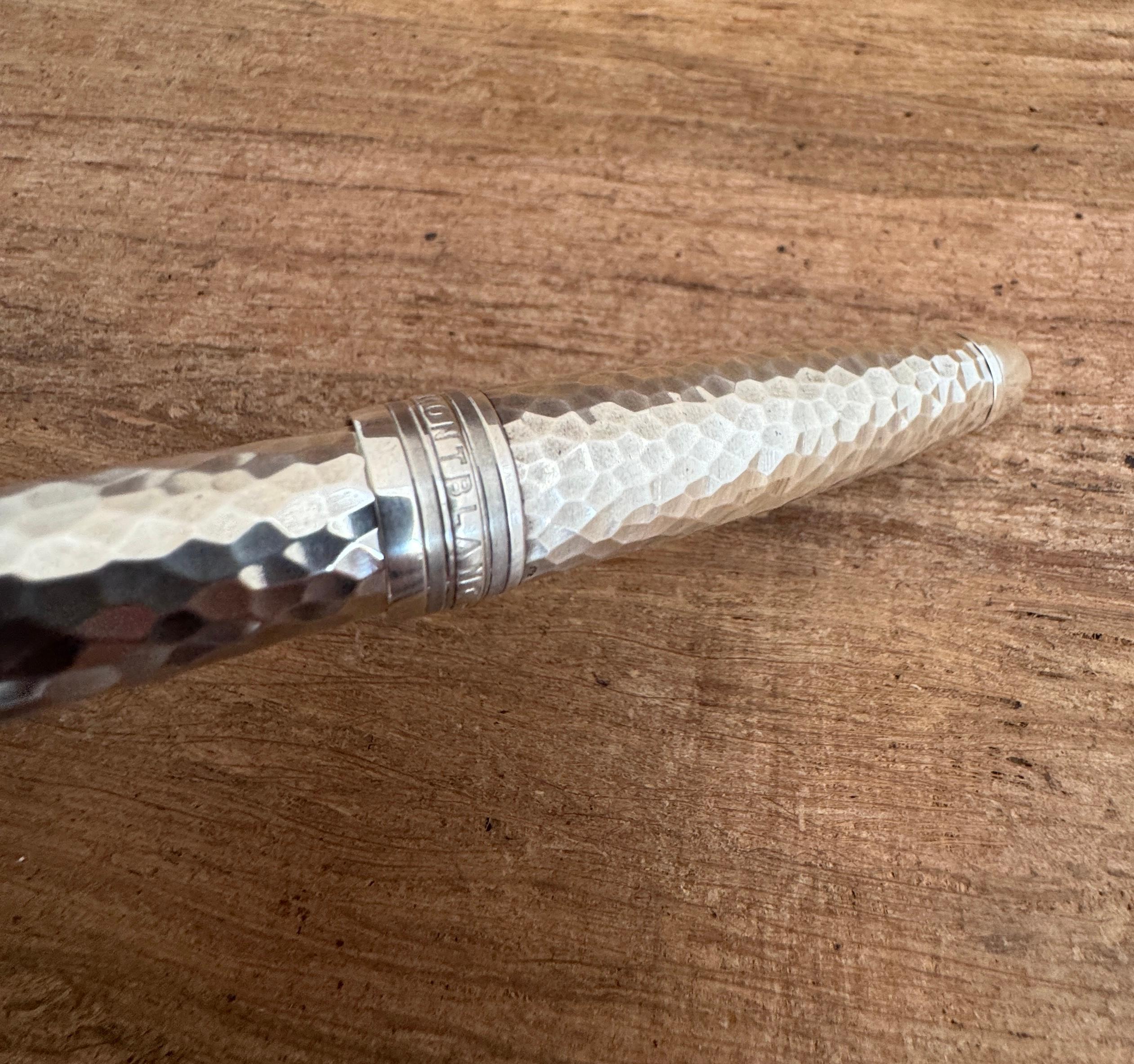 Excellent MONTBLANC Martele Solitaire Sterling Silver ballpoint PEN Boxed 8