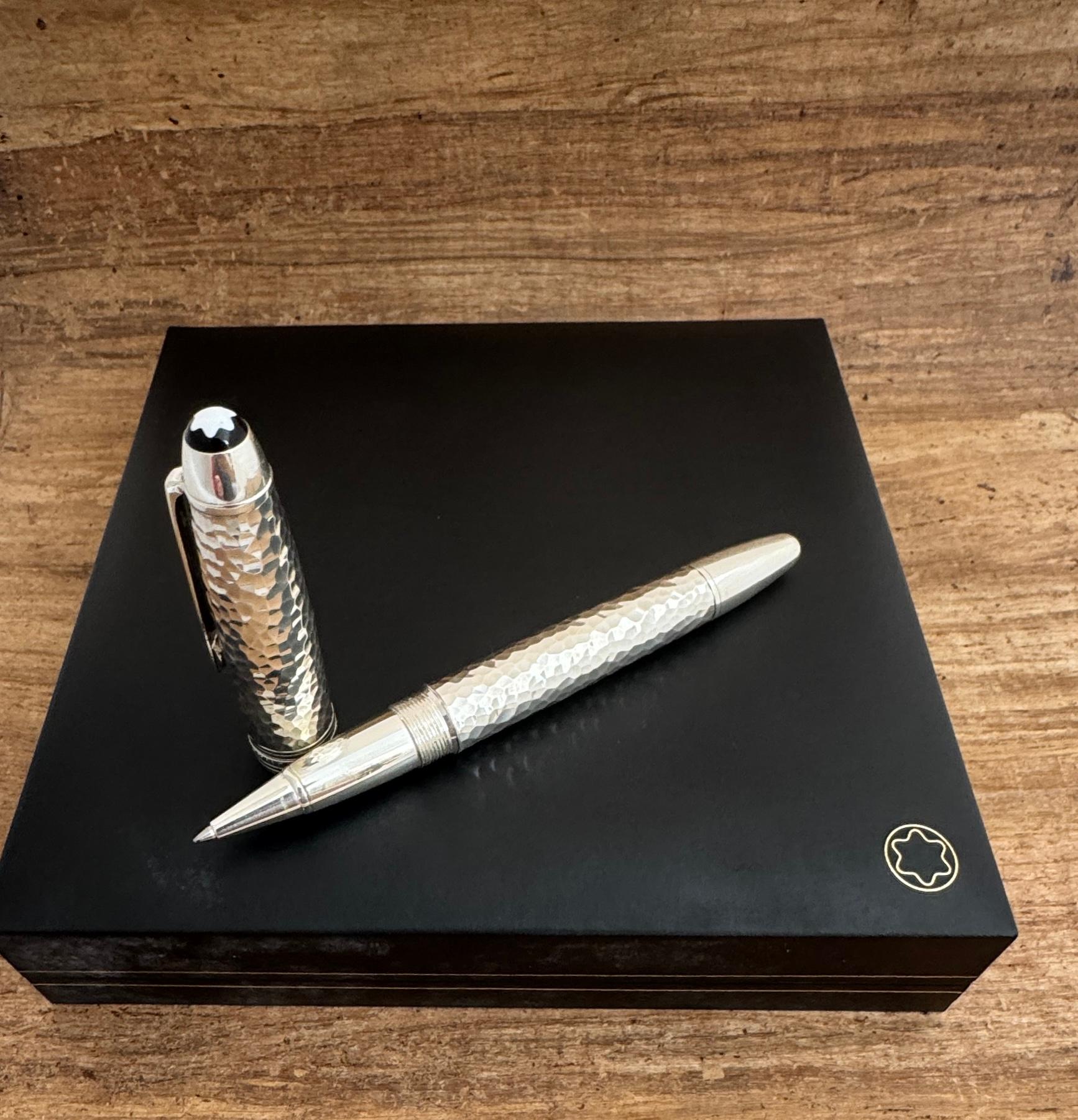 Women's or Men's Excellent MONTBLANC Martele Solitaire Sterling Silver ballpoint PEN Boxed