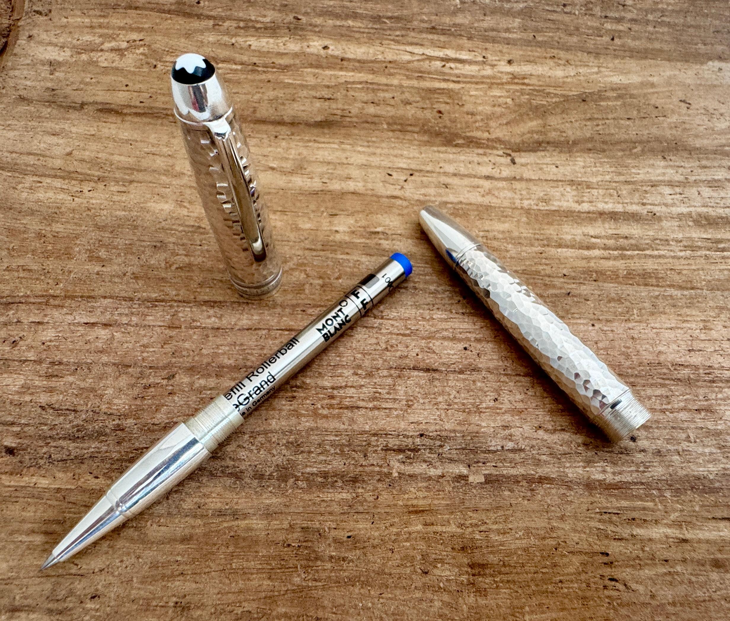 Excellent MONTBLANC Martele Solitaire Sterling Silver ballpoint PEN Boxed 5