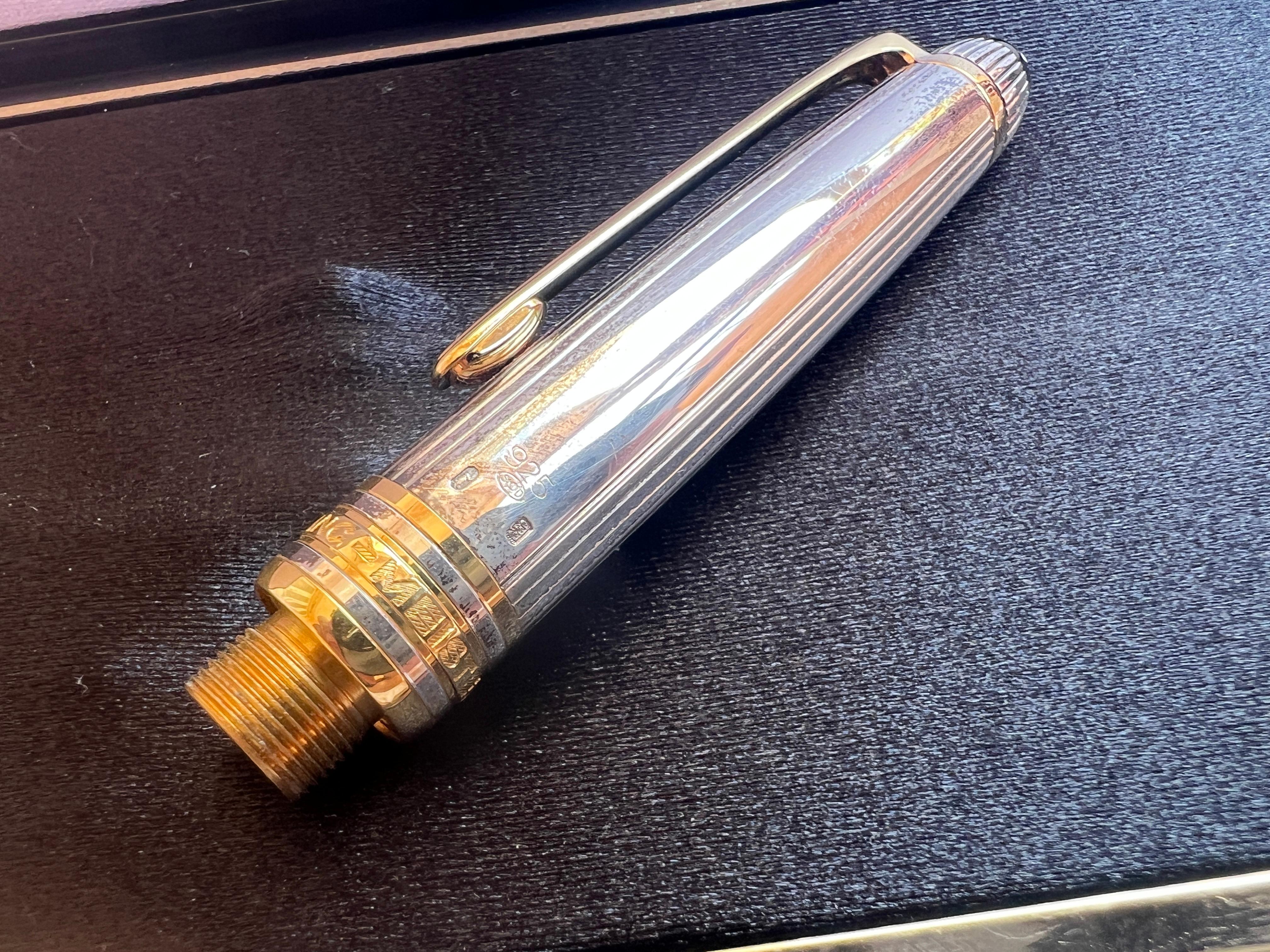 Excellent Montblanc Meisterstück Solitaire Doue Sterling Silver Ballpoint Pen For Sale 9