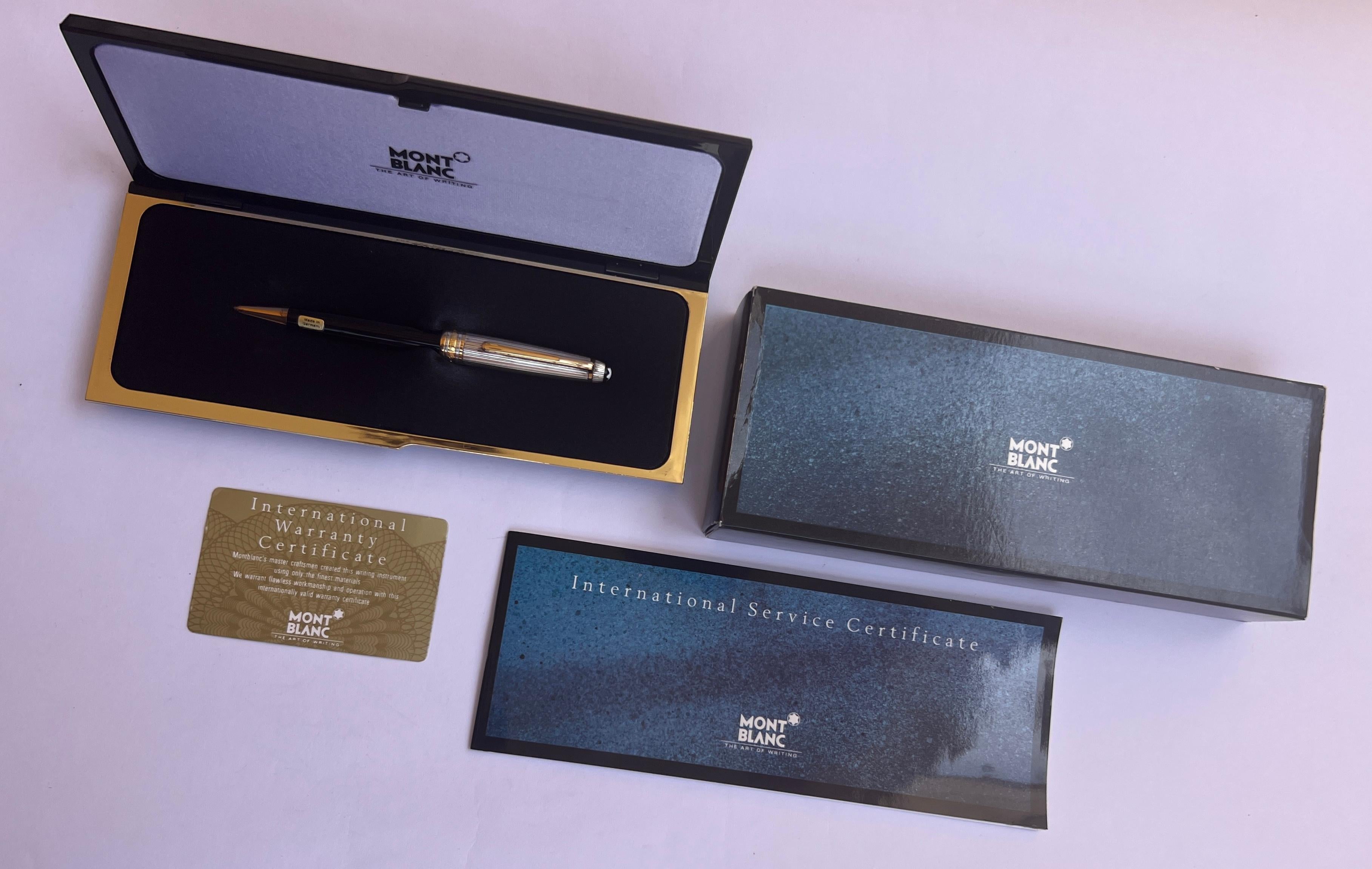 Women's or Men's Excellent Montblanc Meisterstück Solitaire Doue Sterling Silver Ballpoint Pen For Sale