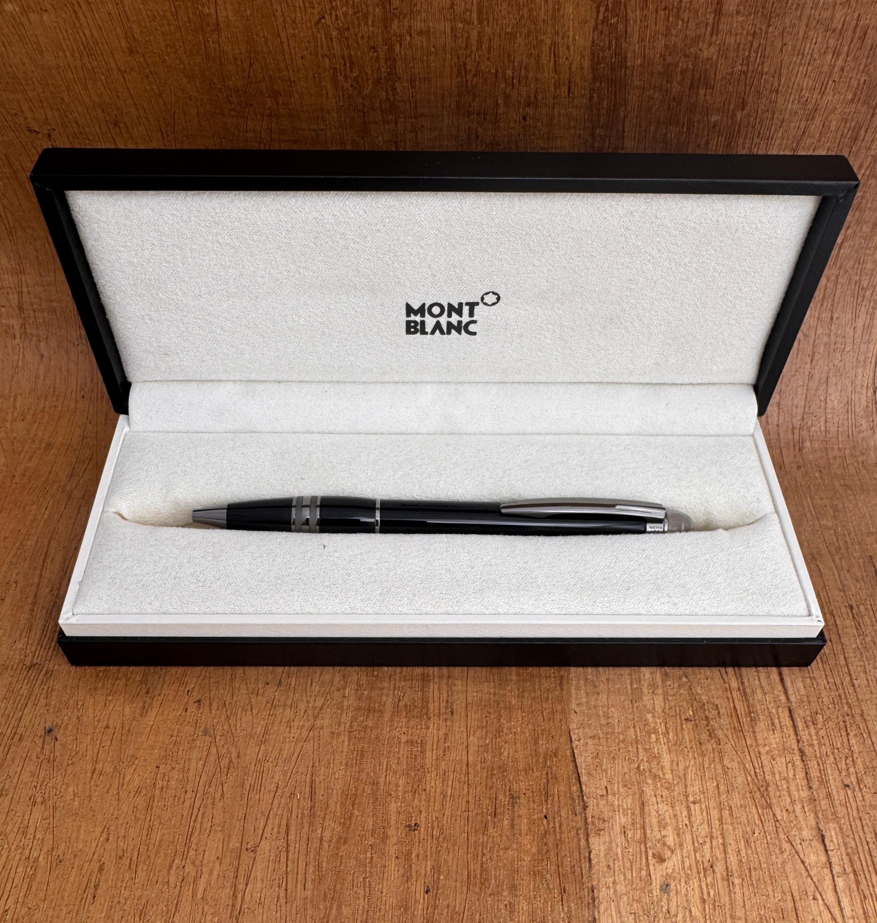 Excellent Stylo à Bille MONTBLANC Starwalker Midnight Black Dans sa Boîte d'Origine Unisexe en vente