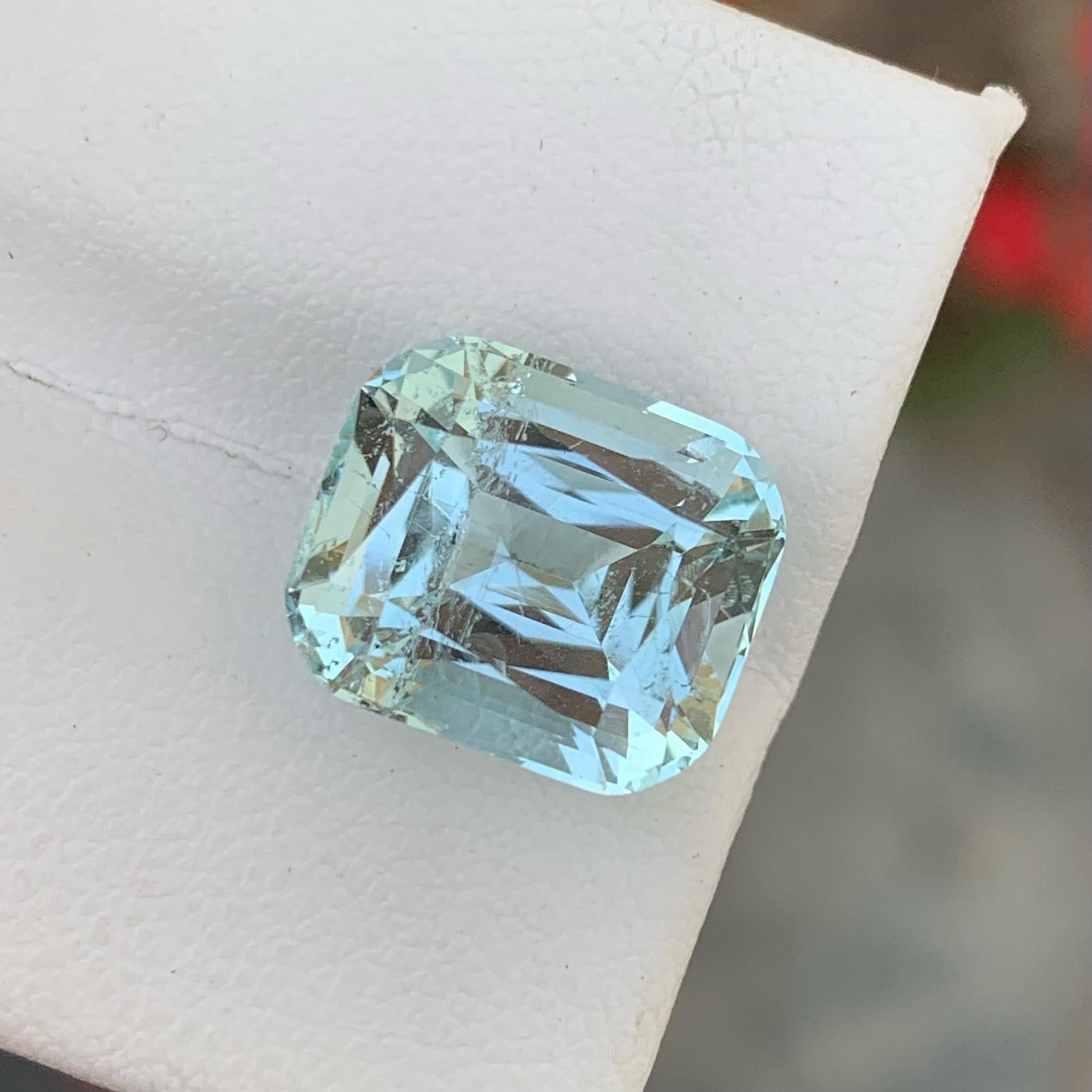 natürlicher blauer Aquamarin Edelstein 6,65 Karat feine Edelsteine feiner Schmuck (Kissenschliff) im Angebot