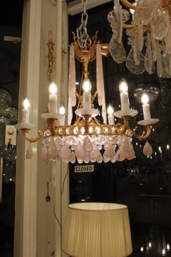 Excellent Oval French Gilt Bronze Rock Crystal Chandelier