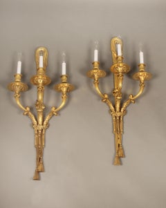 Excellent Pair of Early 20th Century Gilt Bronze Sconces by Caldwell