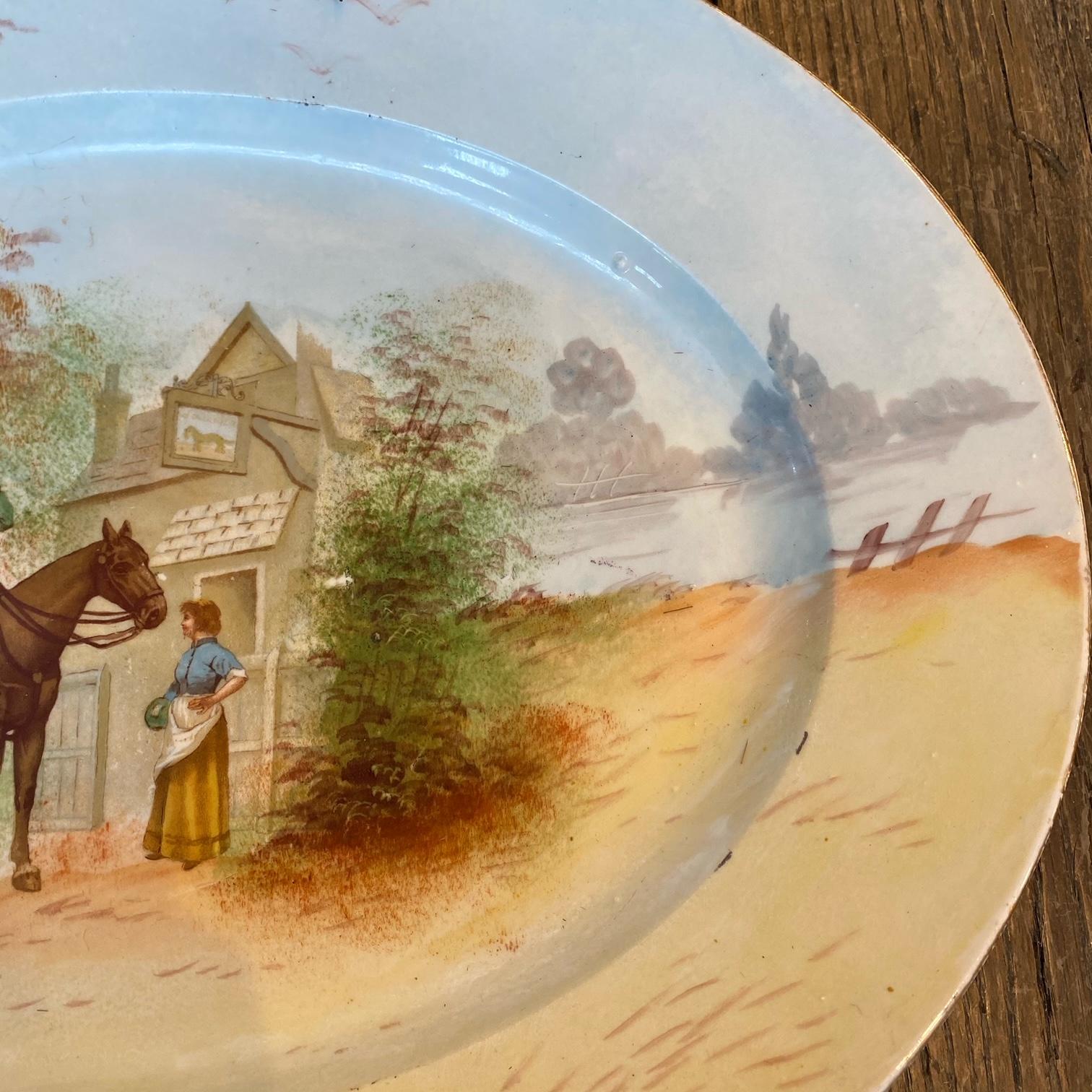 Excellent Pair of Limoges Oval Equestrian Hunting Hand Painted Platters 4