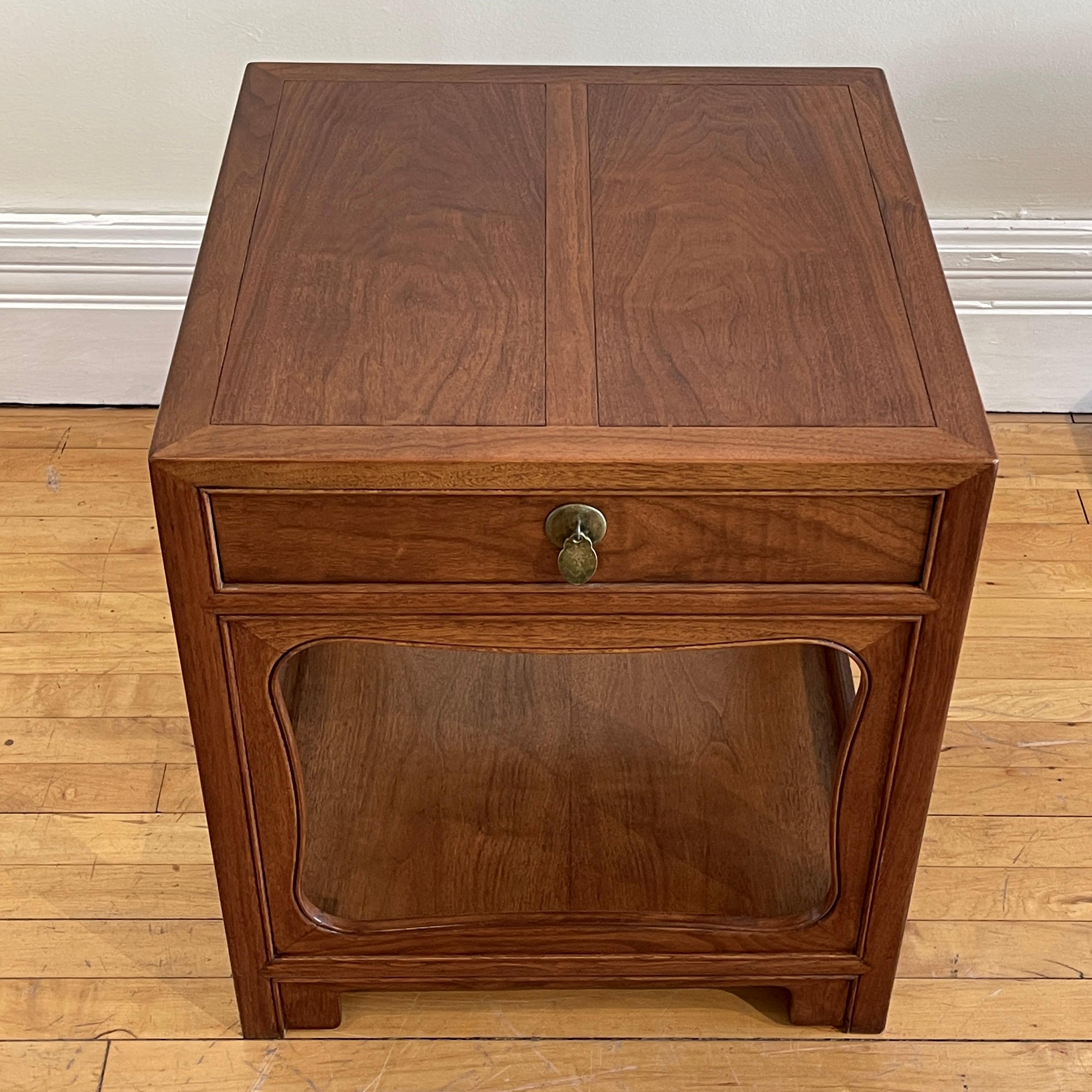 American Excellent Pair of Walnut End Tables / Nightstands by Michael Taylor for Baker