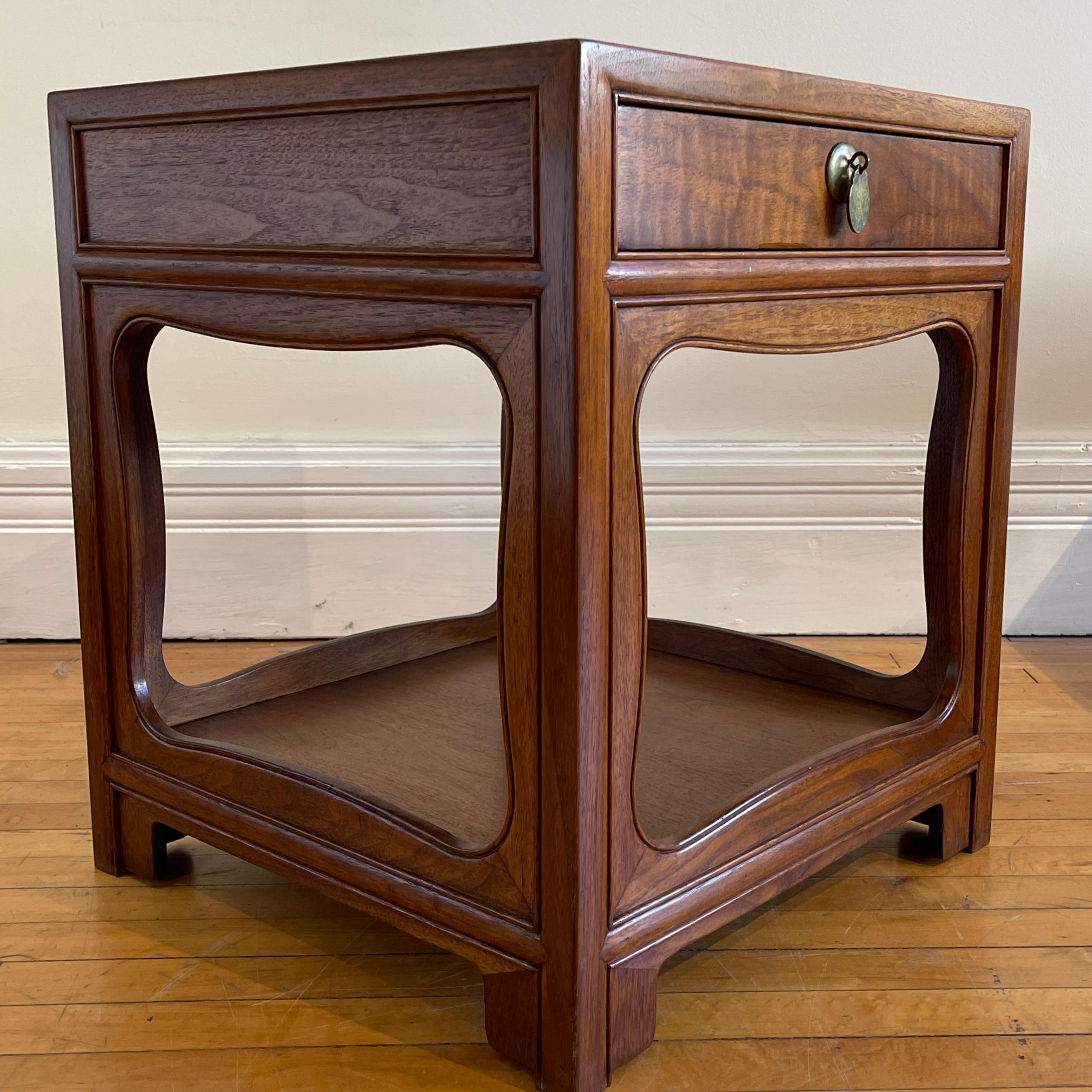 Excellent Pair of Walnut End Tables / Nightstands by Michael Taylor for Baker 1