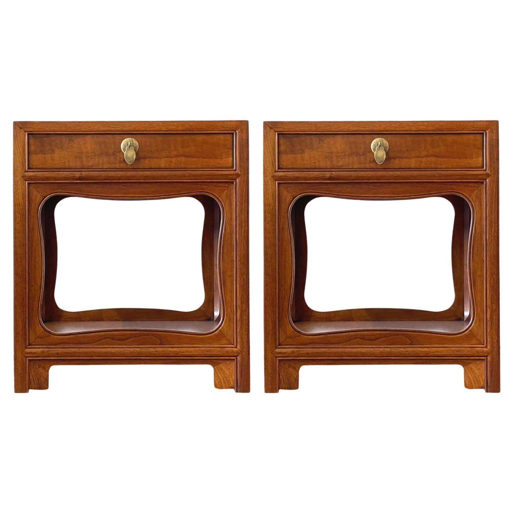 Excellent Pair of Walnut End Tables / Nightstands by Michael Taylor for Baker