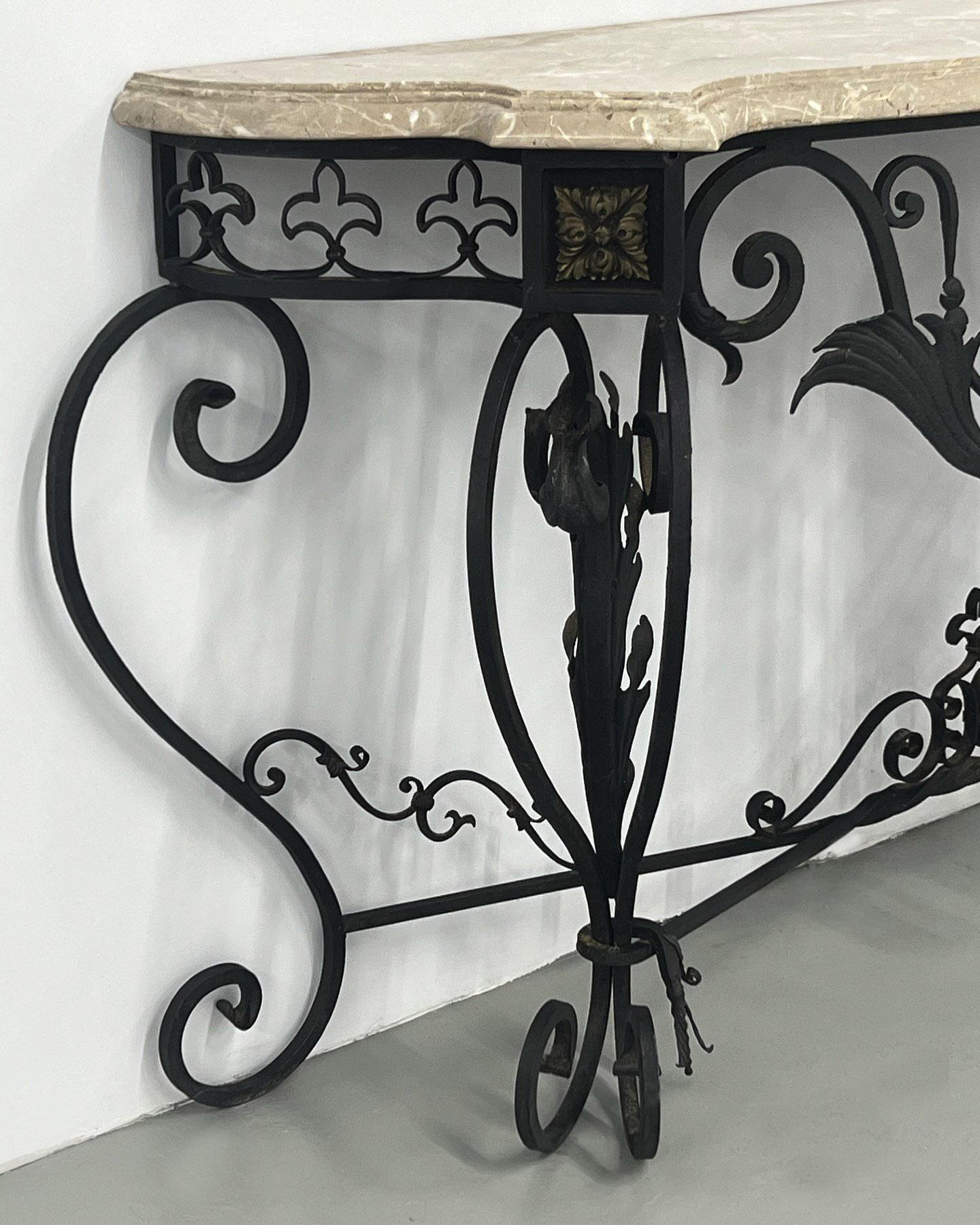 French Excellent Quality Late 19th Century Louis XV Style Wrought Iron Console For Sale