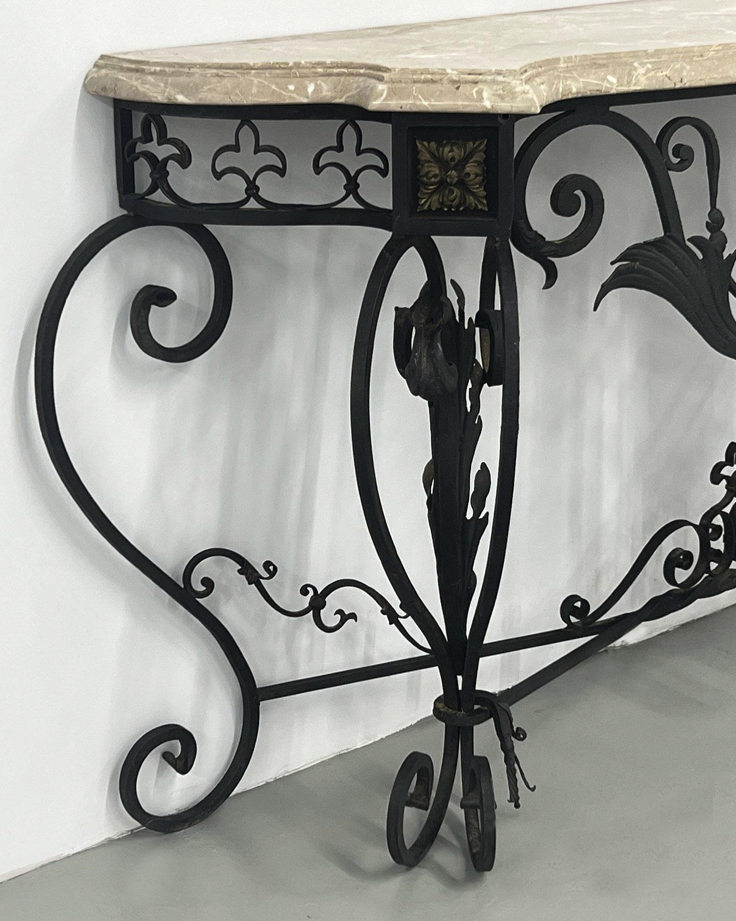 Francese Console in ferro battuto in stile Luigi XV della fine del XIX secolo di eccellente qualità in vendita