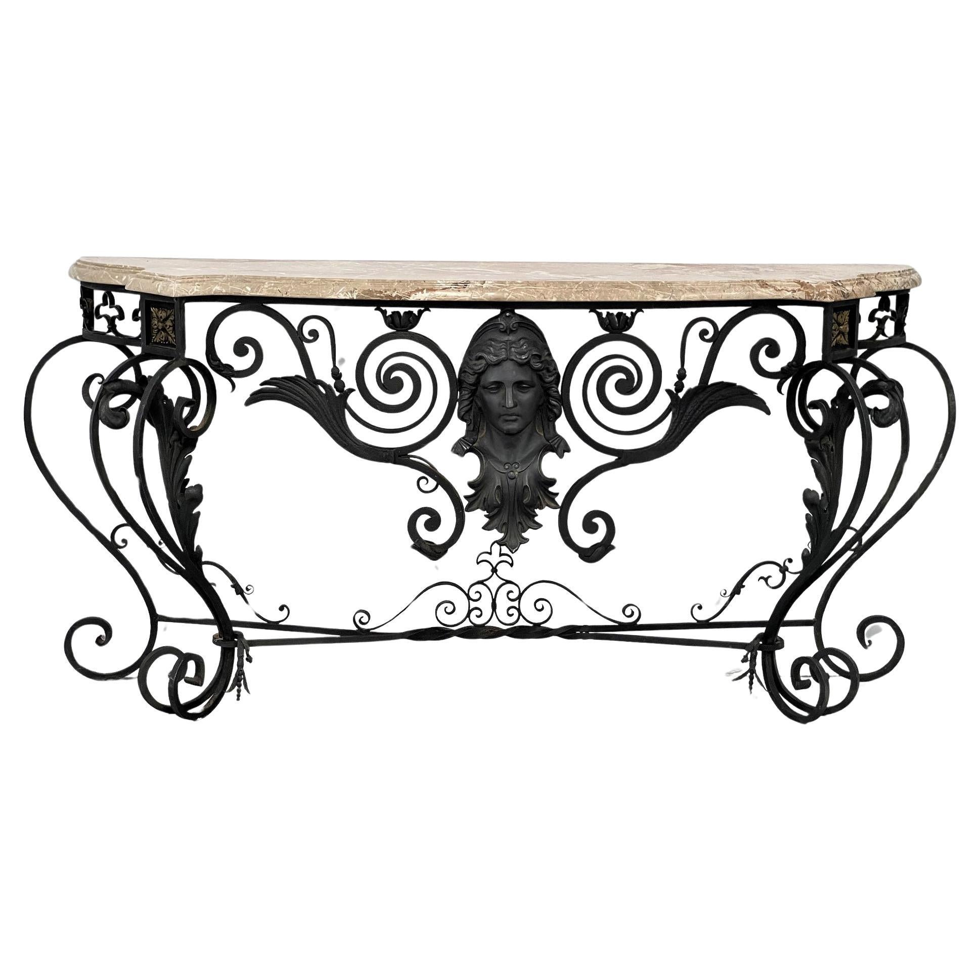 Excellent Quality Late 19th Century Louis XV Style Wrought Iron Console For Sale