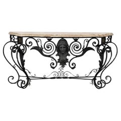 Excellent Quality Late 19th Century Louis XV Style Wrought Iron Console