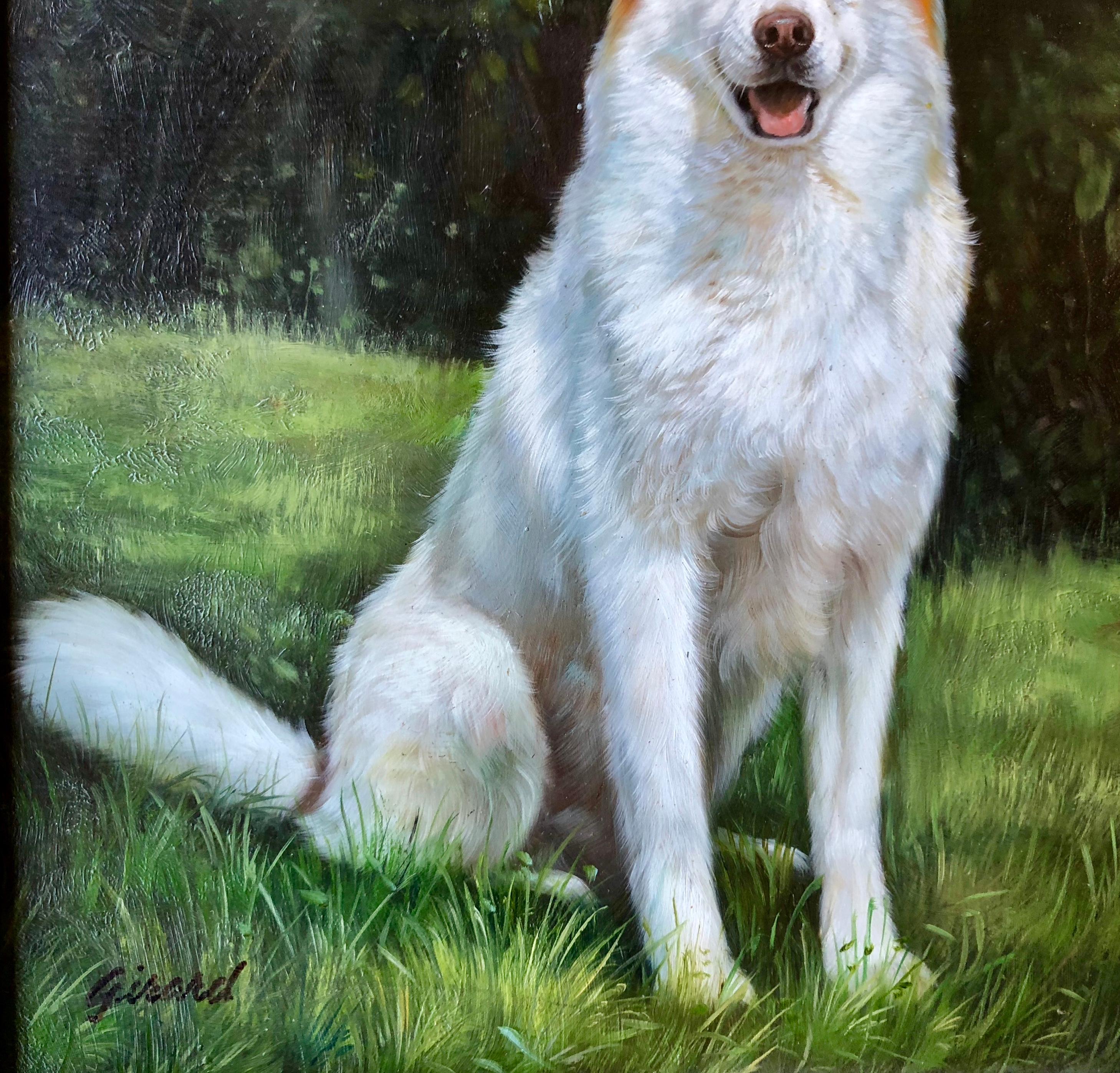 Excellent Quality Original Oil Painting of a Husky Dog by French Artist Girard 3