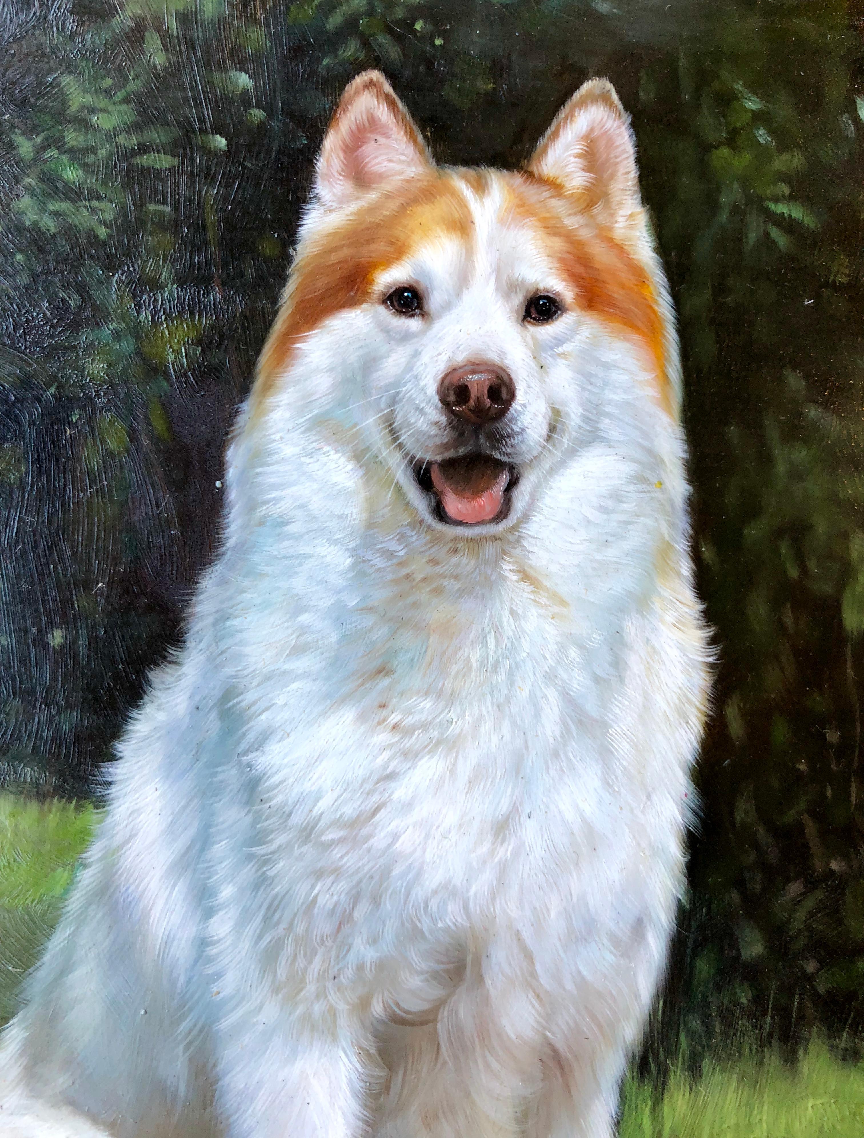 Other Excellent Quality Original Oil Painting of a Husky Dog by French Artist Girard