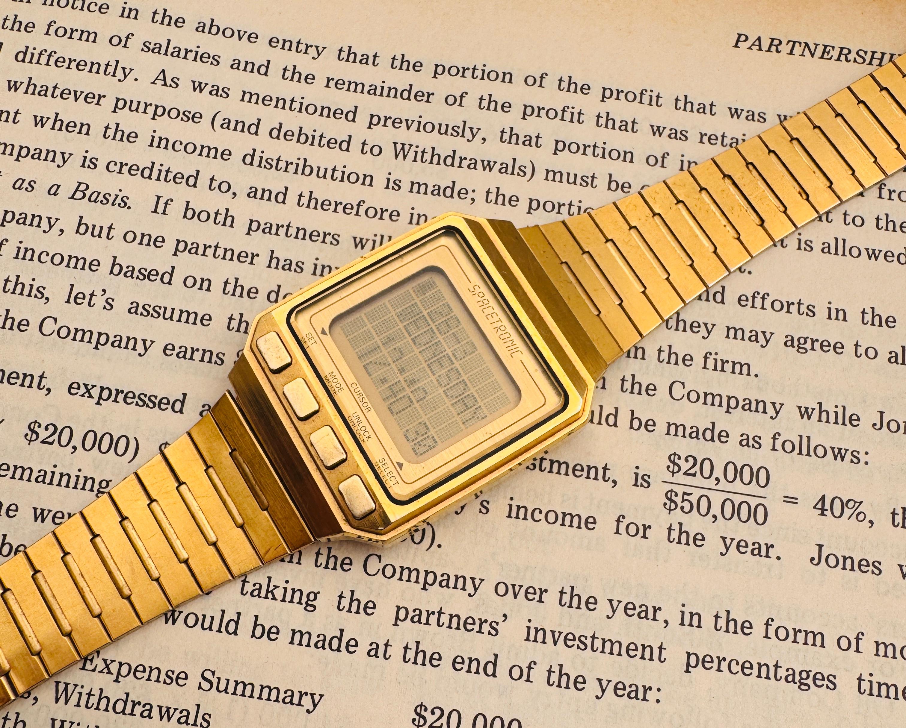 Men's EXCELLENT RARE SEIKO Spacetronic Gold Plated W0300010 DIGITAL ISLAMIC WATCH