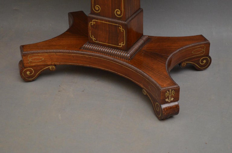 Excellent Regency Brass Inlaid Rosewood Card Table For Sale 6